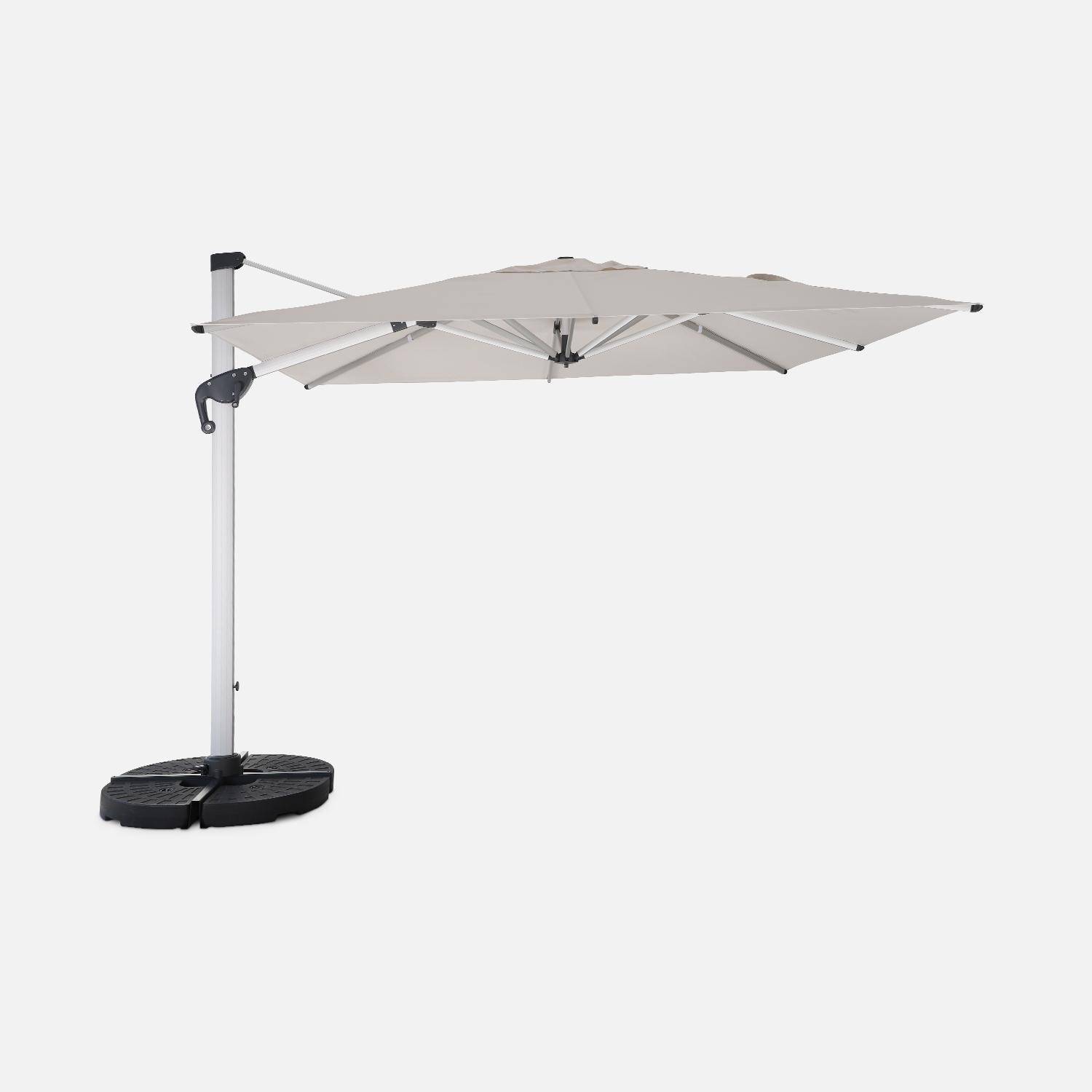 Topkwaliteit parasol, 3x3m, beige polyester doek, geanodiseerd aluminium frame, hoes inbegrepen Photo2