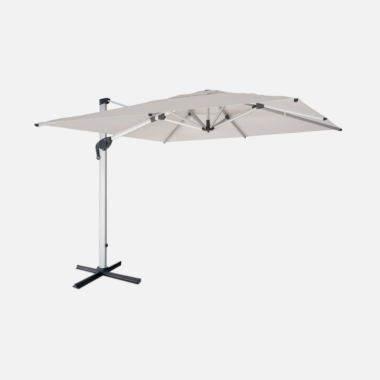 Topkwaliteit parasol, 3x3m, beige polyester doek, geanodiseerd aluminium frame, hoes inbegrepen,sweeek,Photo1