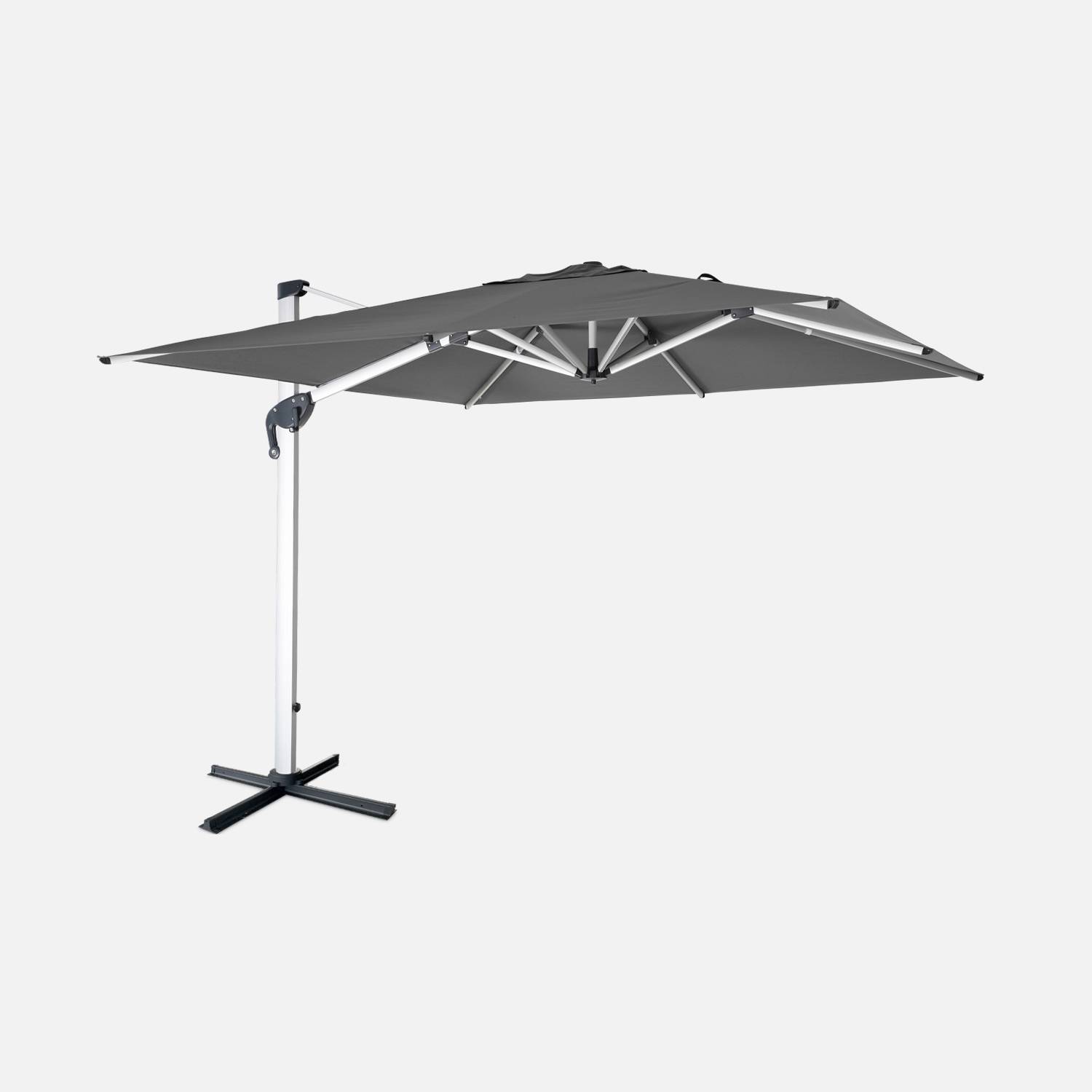 Topkwaliteit parasol, 3x3m, grijs polyester doek + hoes I sweeek