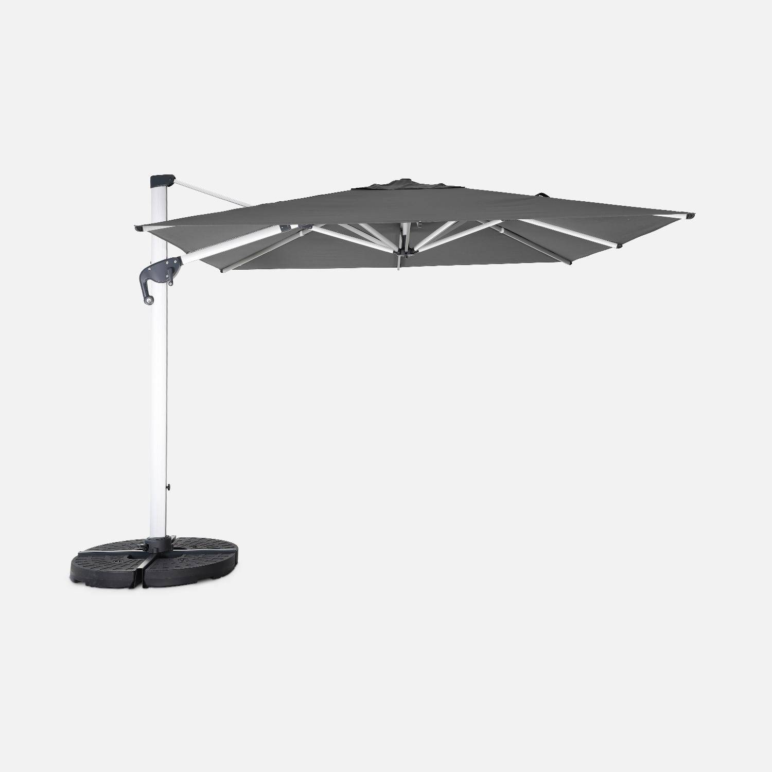 Topkwaliteit parasol, 3x3m, grijs polyester doek, geanodiseerd aluminium frame, hoes inbegrepen,sweeek,Photo2