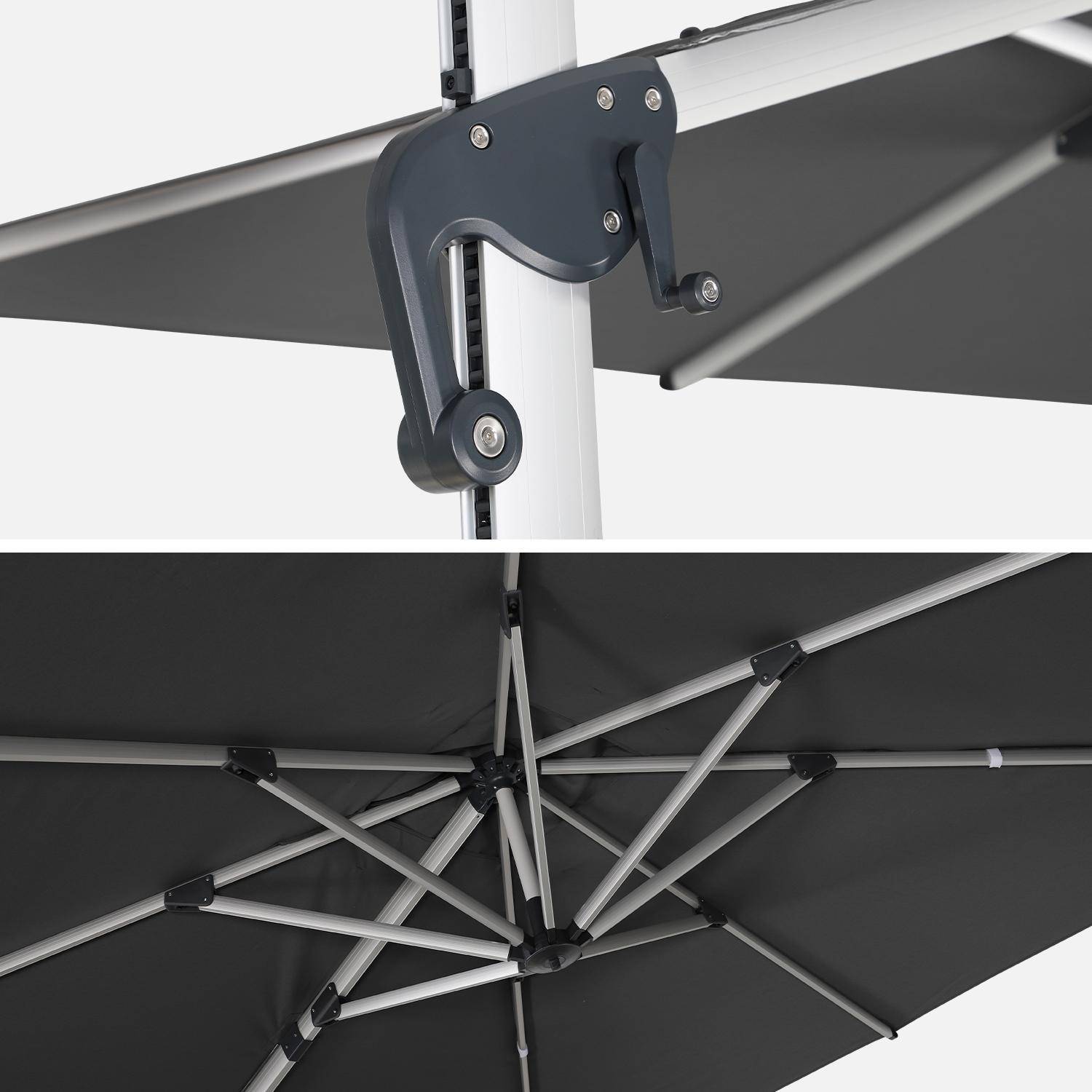Topkwaliteit parasol, 3x3m, grijs polyester doek, geanodiseerd aluminium frame, hoes inbegrepen,sweeek,Photo5