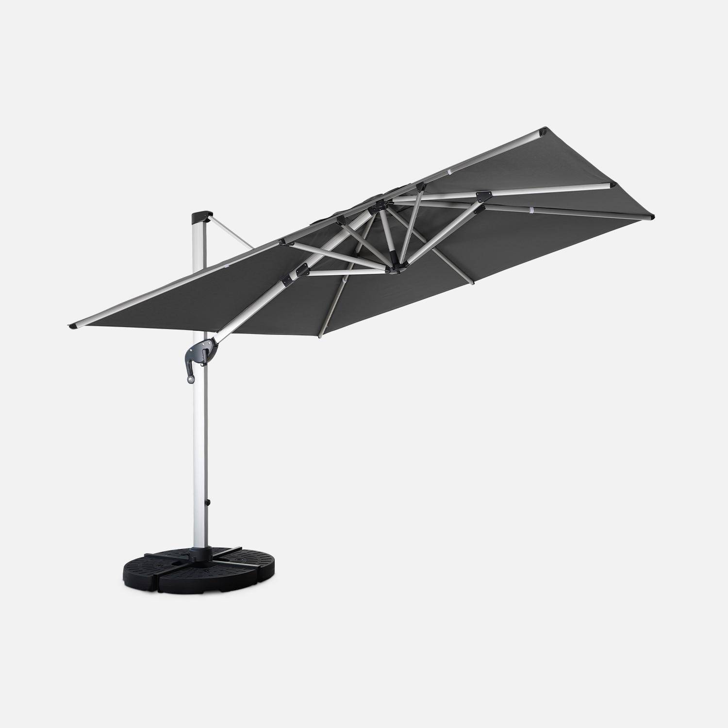 Topkwaliteit parasol, 3x3m, grijs polyester doek, geanodiseerd aluminium frame, hoes inbegrepen,sweeek,Photo3