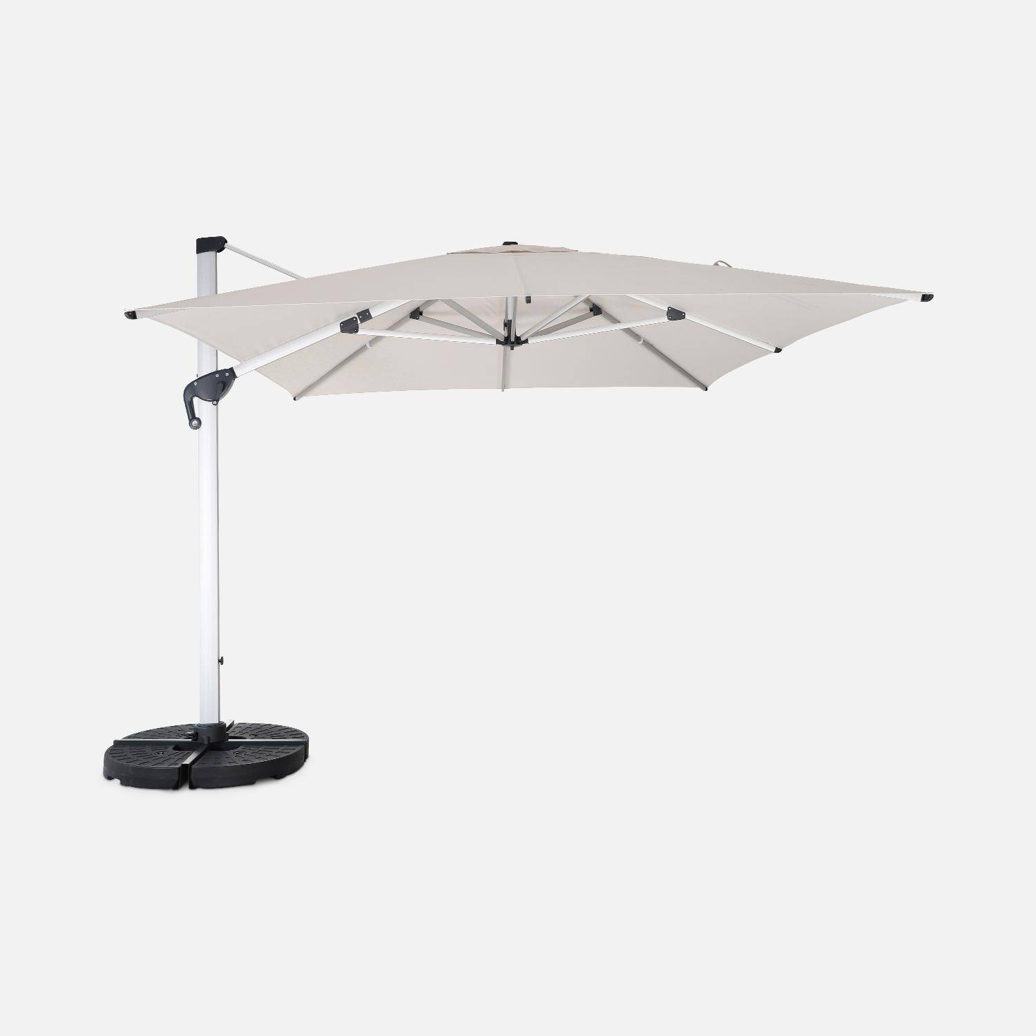 Topkwaliteit parasol, 3x4m, beige polyester doek, geanodiseerd aluminium frame, hoes inbegrepen,sweeek,Photo2