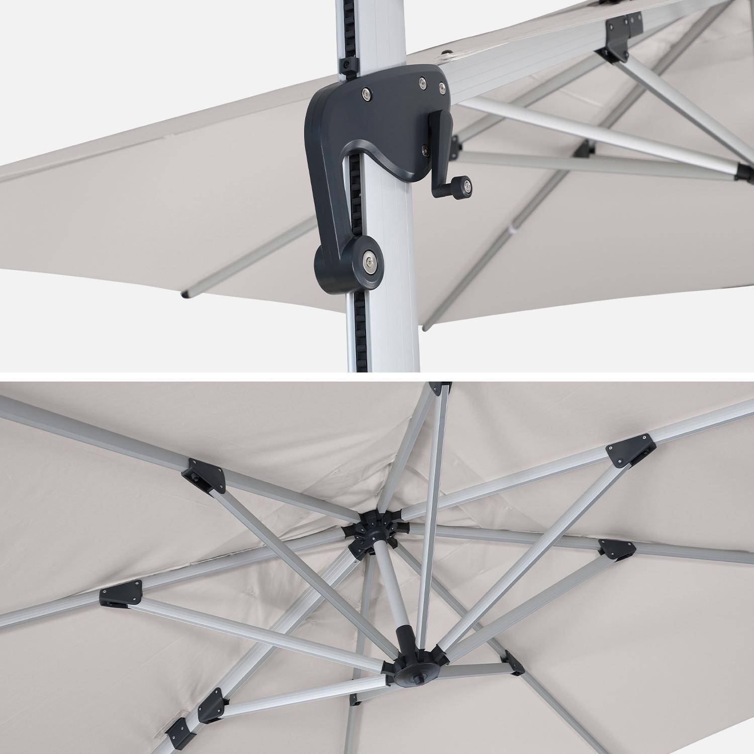 Topkwaliteit parasol, 3x4m, beige polyester doek, geanodiseerd aluminium frame, hoes inbegrepen,sweeek,Photo5