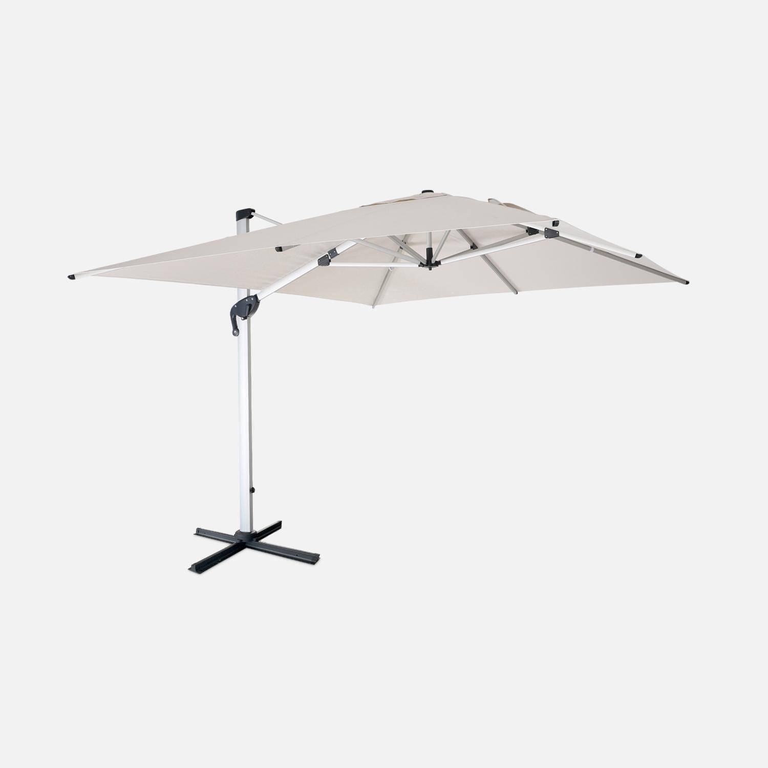 Topkwaliteit parasol, 3x4m, beige polyester doek, geanodiseerd aluminium frame, hoes inbegrepen,sweeek,Photo1