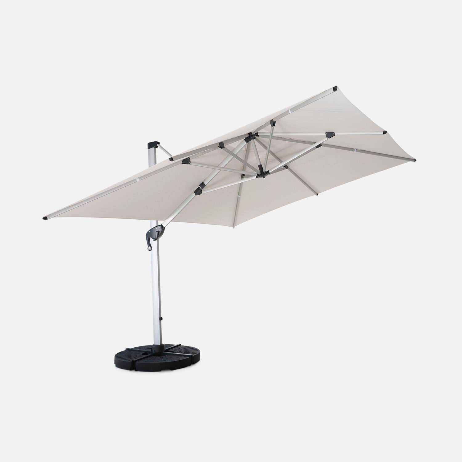 Topkwaliteit parasol, 3x4m, beige polyester doek, geanodiseerd aluminium frame, hoes inbegrepen Photo3