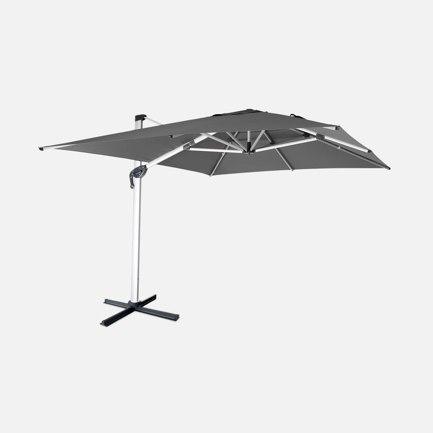Topkwaliteit parasol, 3x4m, grijs polyester doek + hoes I sweeek