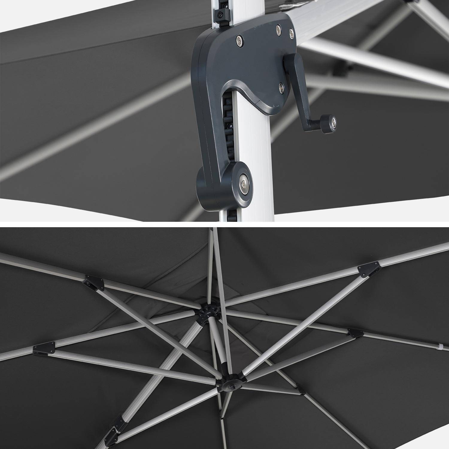 Topkwaliteit parasol, 3x4m, grijs polyester doek, geanodiseerd aluminium frame, hoes inbegrepen,sweeek,Photo5