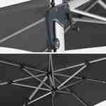Parasol déporté haut de gamme 3x4m gris, toile en polyester teintée dans la masse, structure aluminium anodisé, housse incluse  Photo5