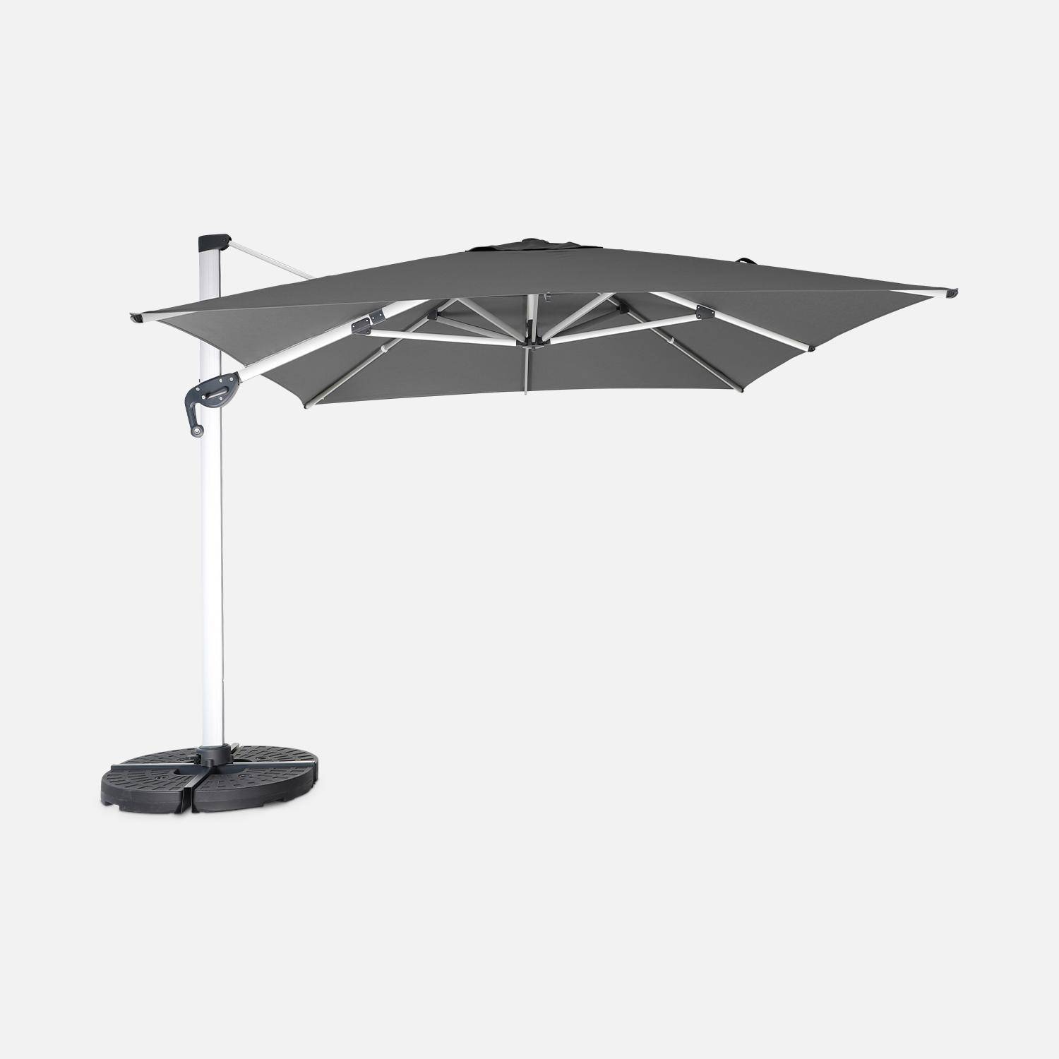 Topkwaliteit parasol, 3x4m, grijs polyester doek, geanodiseerd aluminium frame, hoes inbegrepen,sweeek,Photo2