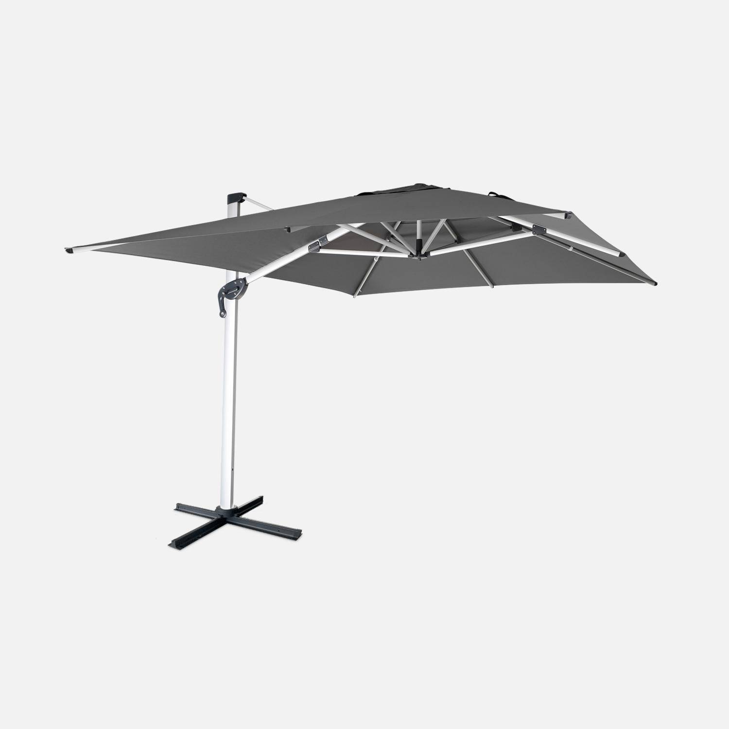 Topkwaliteit parasol, 3x4m, grijs polyester doek, geanodiseerd aluminium frame, hoes inbegrepen,sweeek,Photo1