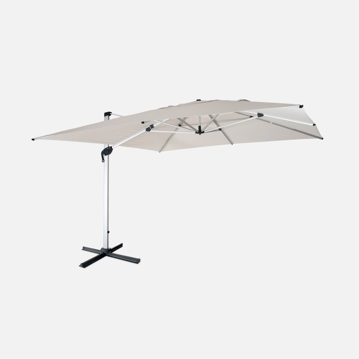 Topklasse parasol, 4x4m, beige polyester doek + hoes I sweeek