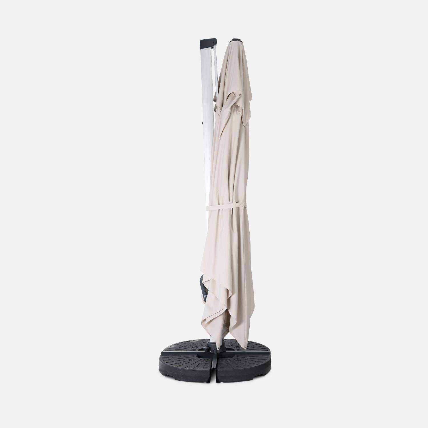 Topklasse parasol, 4x4m, beige polyester doek, geanodiseerd aluminium frame, hoes inbegrepen Photo4