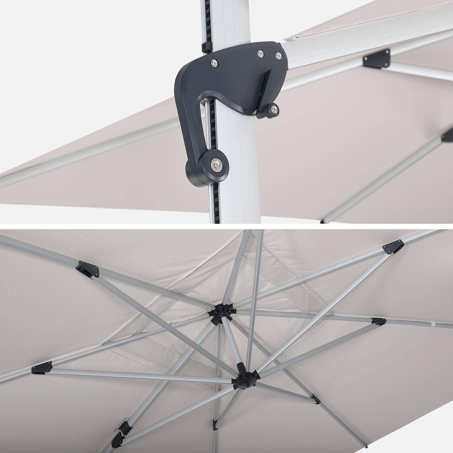 Topklasse parasol, 4x4m, beige polyester doek, geanodiseerd aluminium frame, hoes inbegrepen Photo5