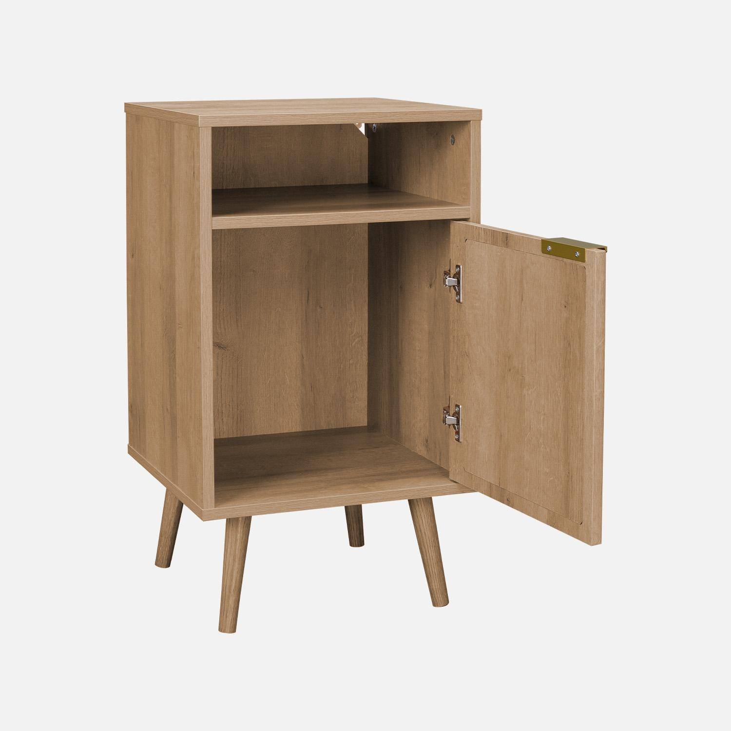 Pair of wood and rounded cane rattan bedside tables, Eva, Natural, 40x39x70 cm Photo6