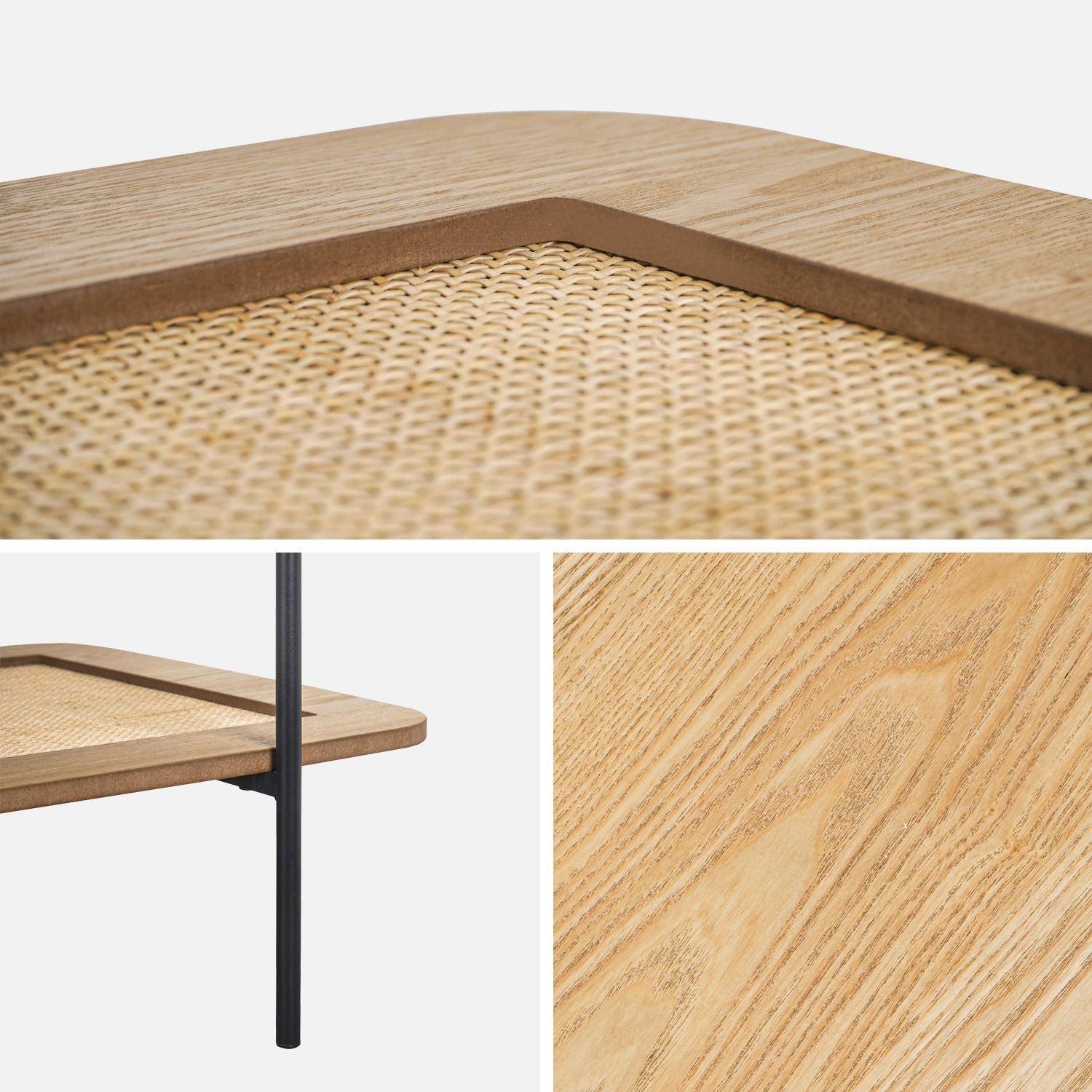 Mesa de centro con doble tablero efecto madera y caña, 110cm, Manado, Natural, 110x58.6x45 cm Photo5