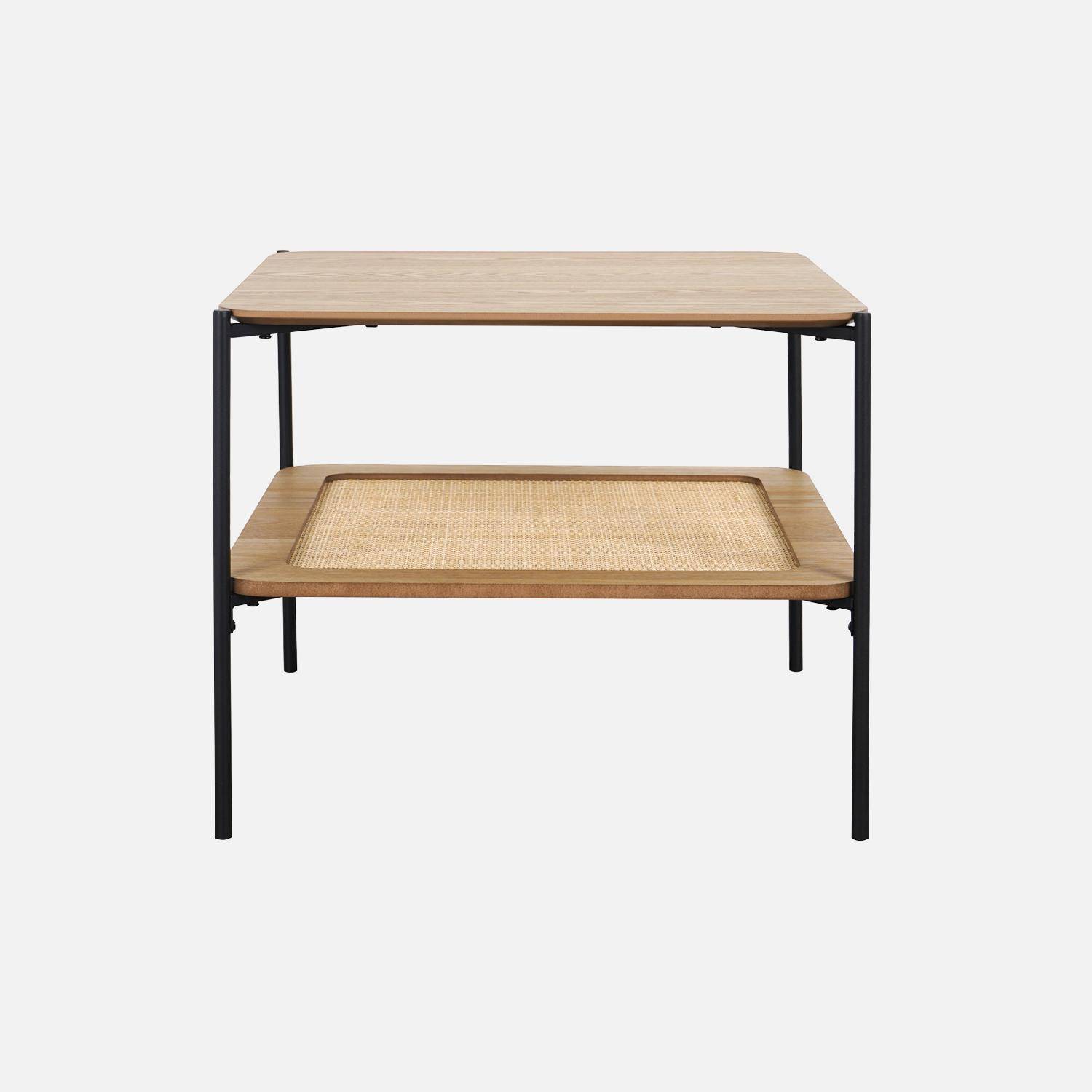 Square coffee table with wood effect and cane, Manado, Natural, 60x60x52 cm Photo4