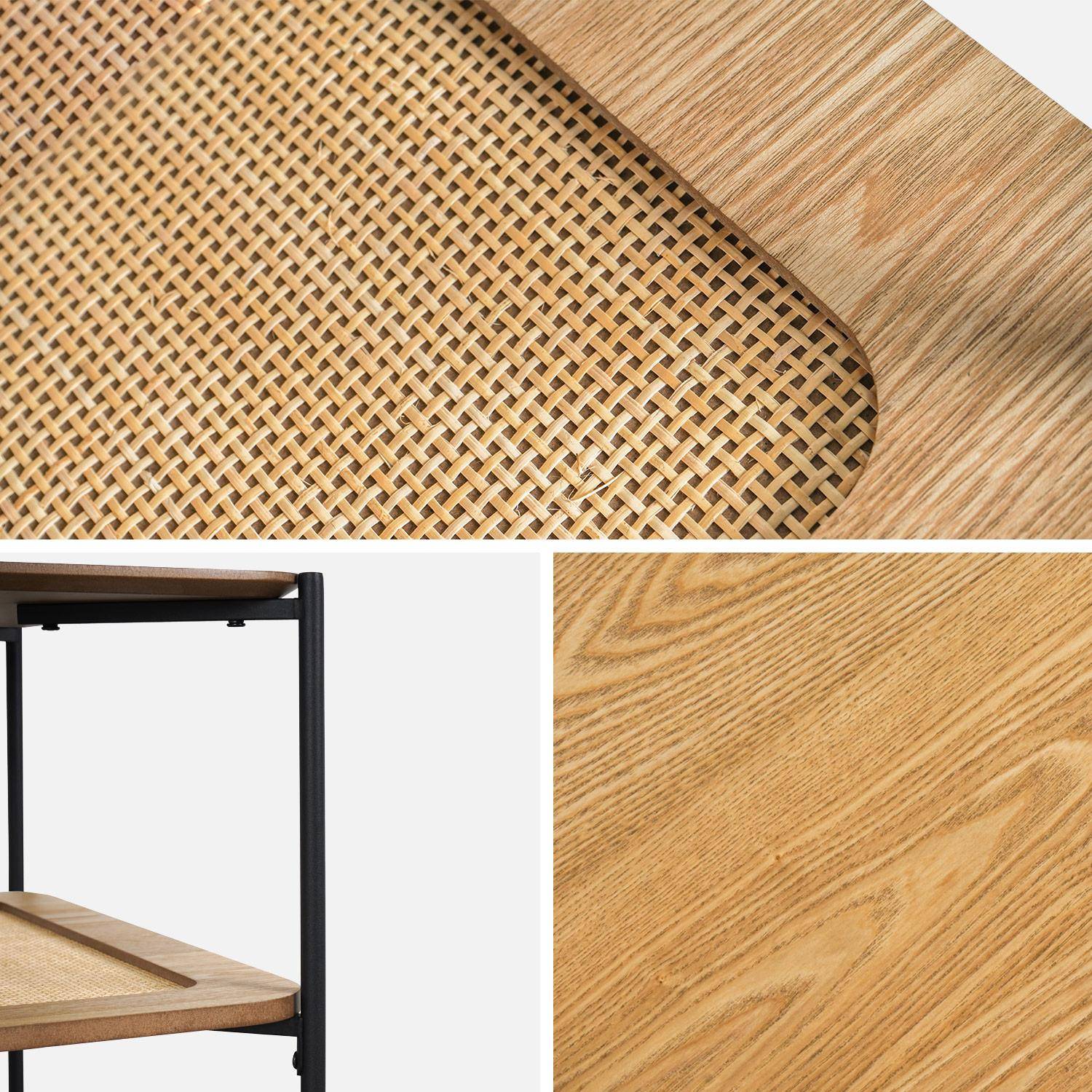 Square coffee table with wood effect and cane, Manado, Natural, 60x60x52 cm Photo5