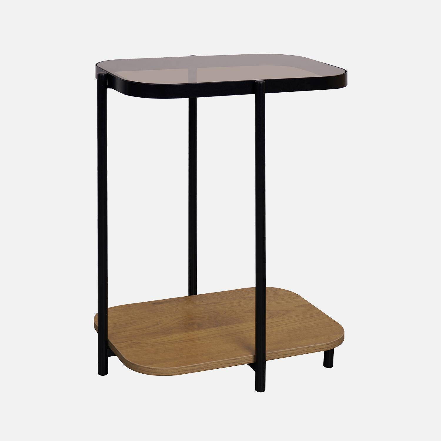 Vintage black metal side tables with glass tops, Smooky, Natural, 48.8x37x60 cm Photo3