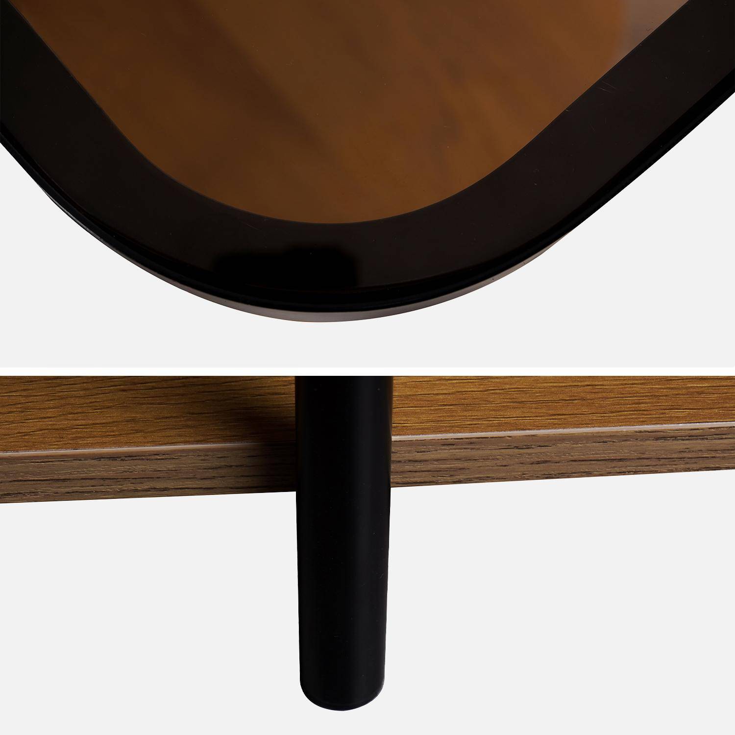 Vintage black metal side tables with glass tops, Smooky, Natural, 48.8x37x60 cm Photo5