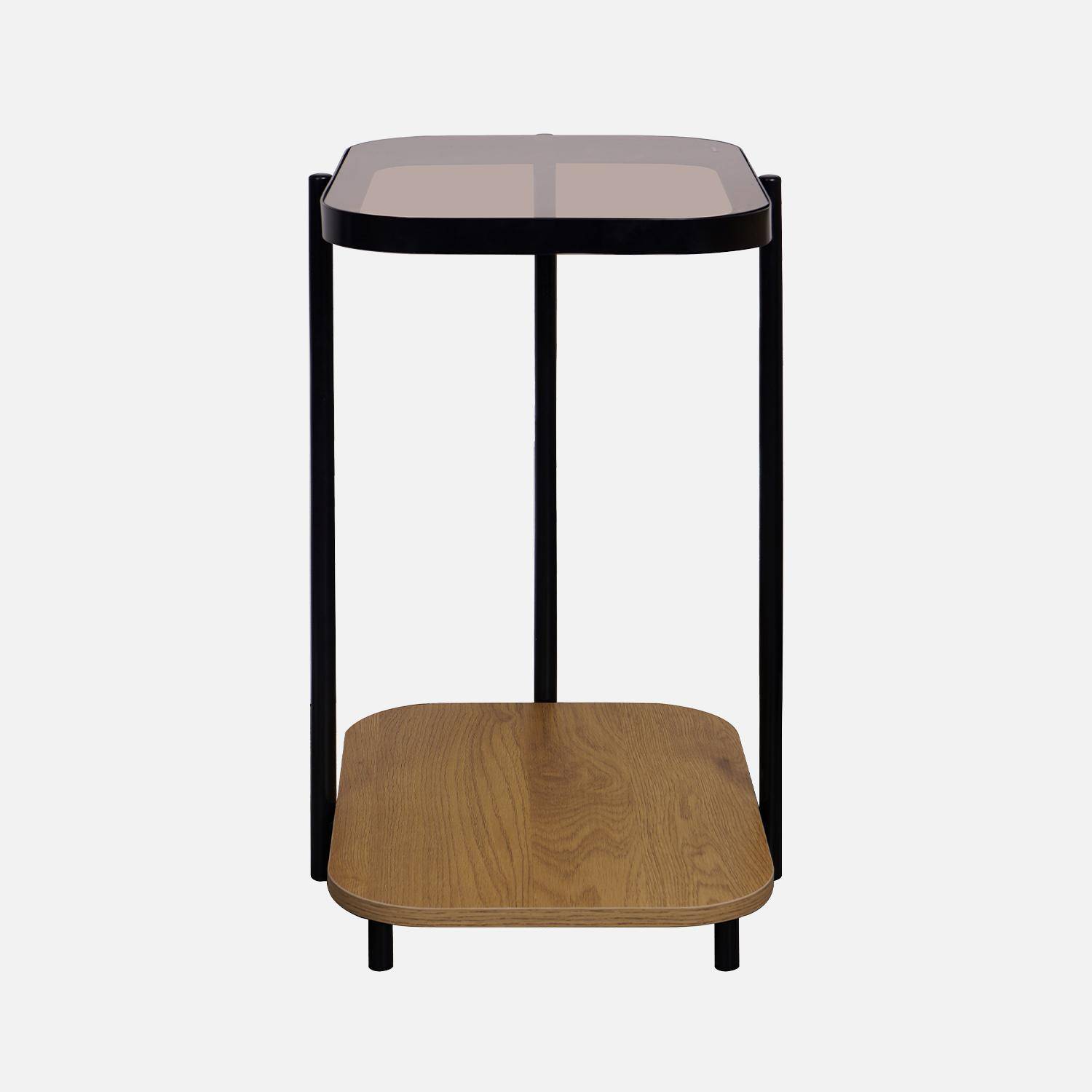 Vintage black metal side tables with glass tops, Smooky, Natural, 48.8x37x60 cm Photo4