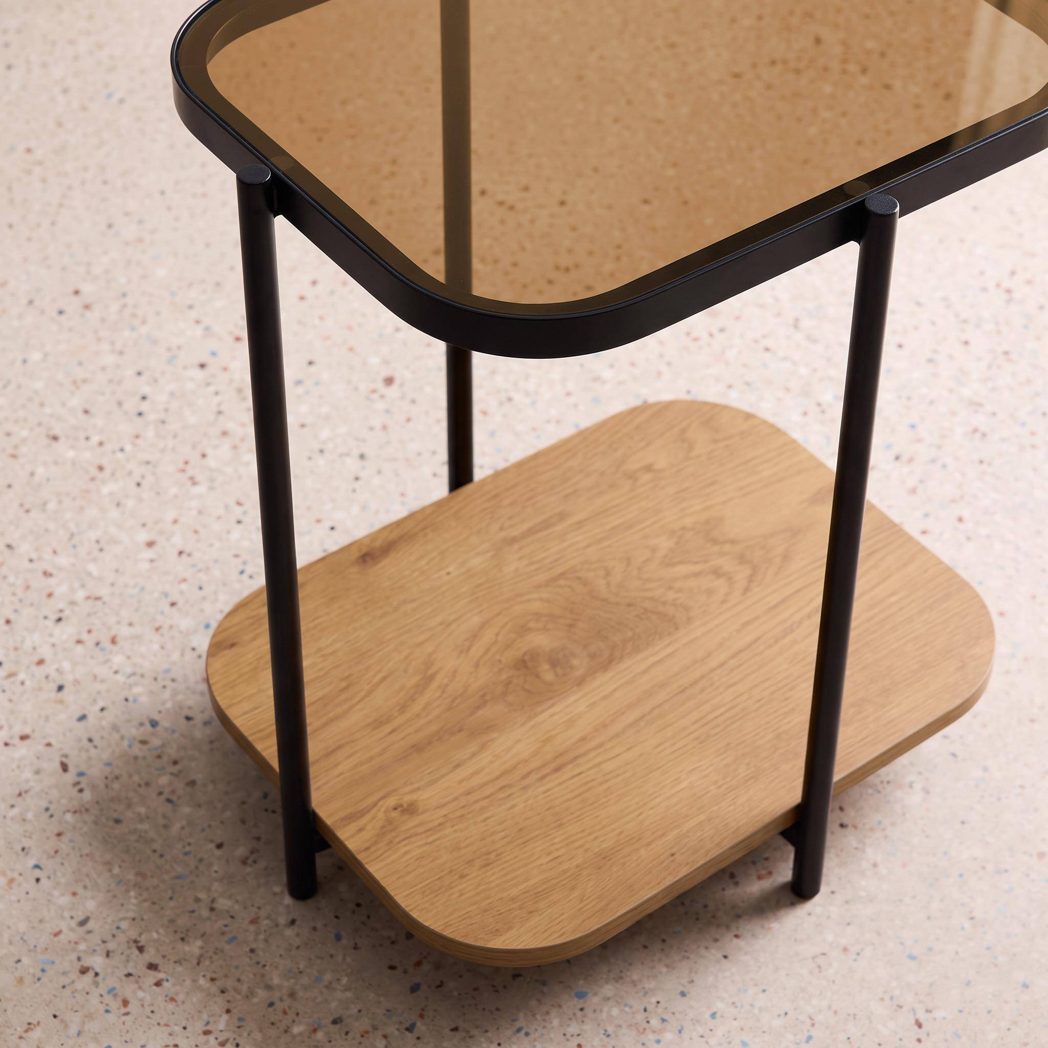 Mesa auxiliar vintage de metal negro con 2 tableros, Smooky, Natural, 48.8x37x60 cm,sweeek,Photo2