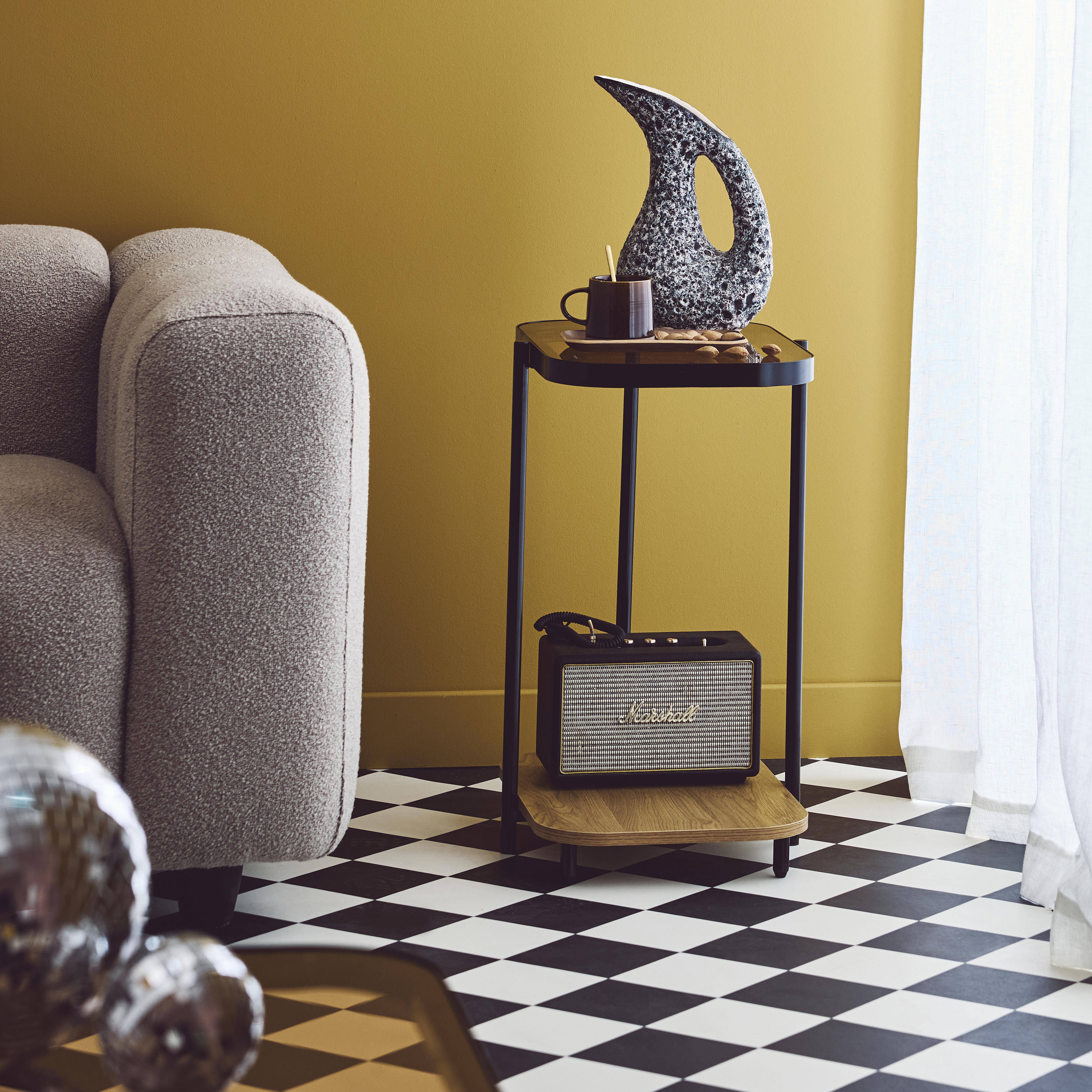 Vintage black metal side tables with glass tops, Smooky, Natural, 48.8x37x60 cm Photo1