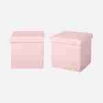 Juego de 2 taburetes de almacenaje rizados de color rosa con caja plegable para niños Photo1