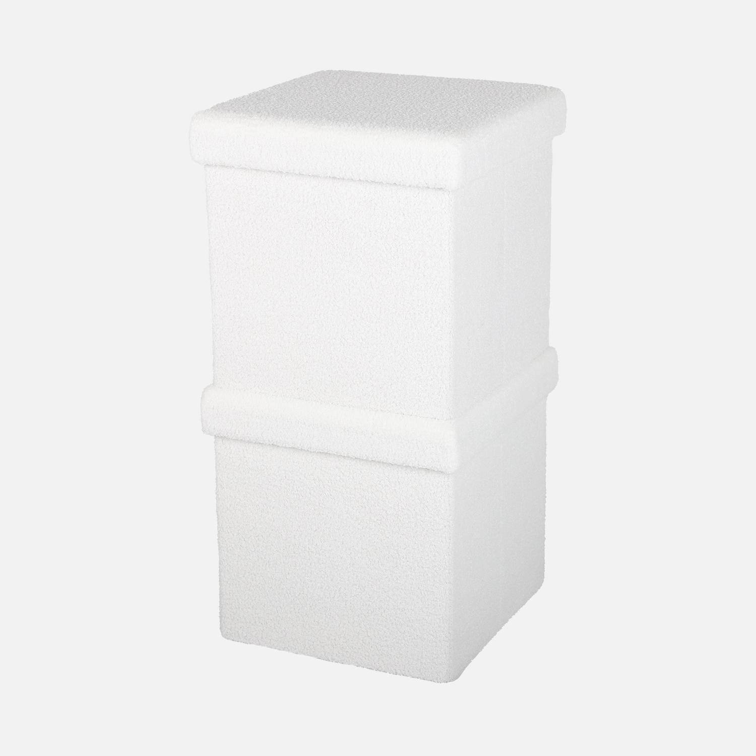 Set di 2 sgabelli bianchi a ricciolo con scatola per bambini pieghevole Photo3