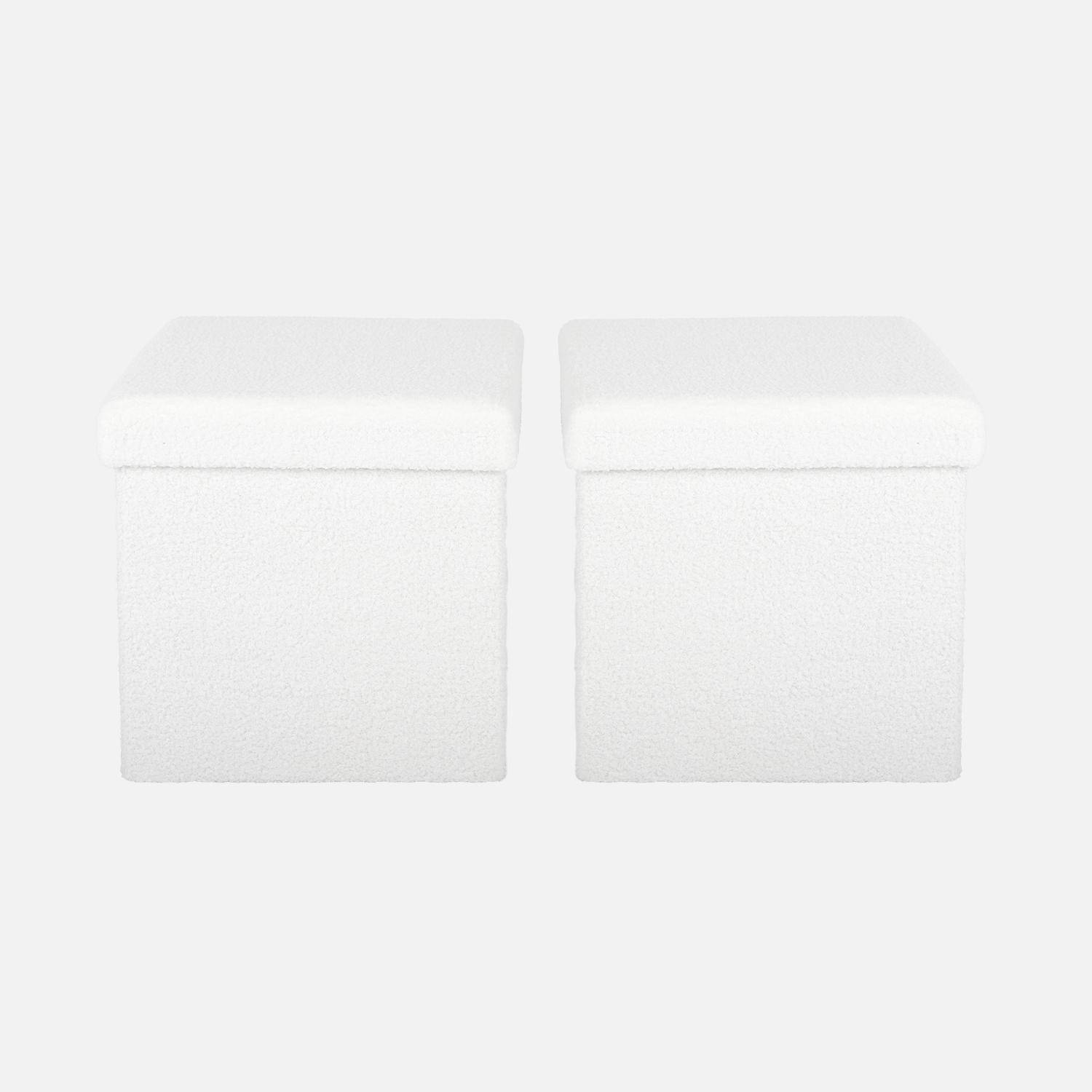 Set di 2 sgabelli bianchi a ricciolo con scatola per bambini pieghevole,sweeek,Photo2