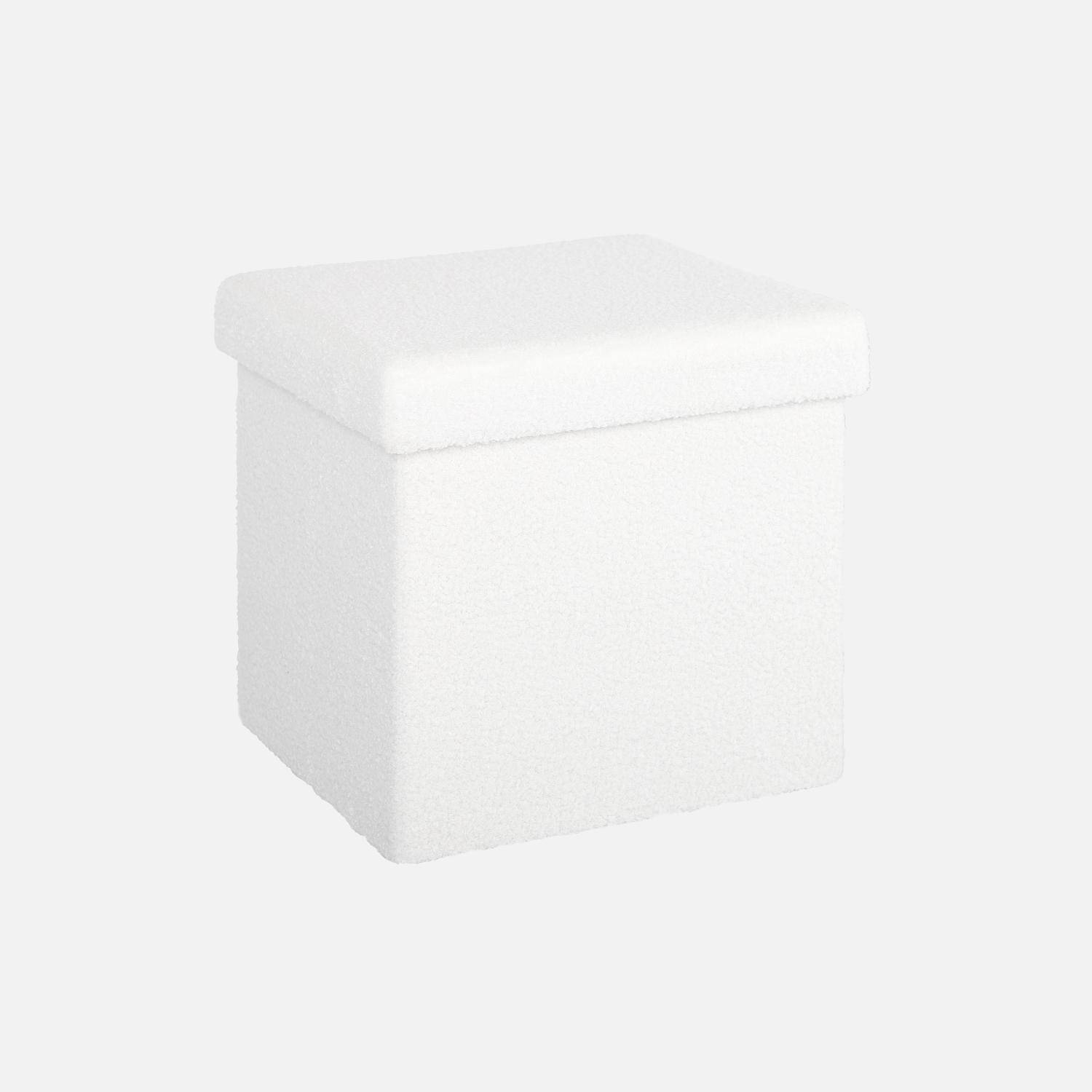 Set di 2 sgabelli bianchi a ricciolo con scatola per bambini pieghevole Photo4