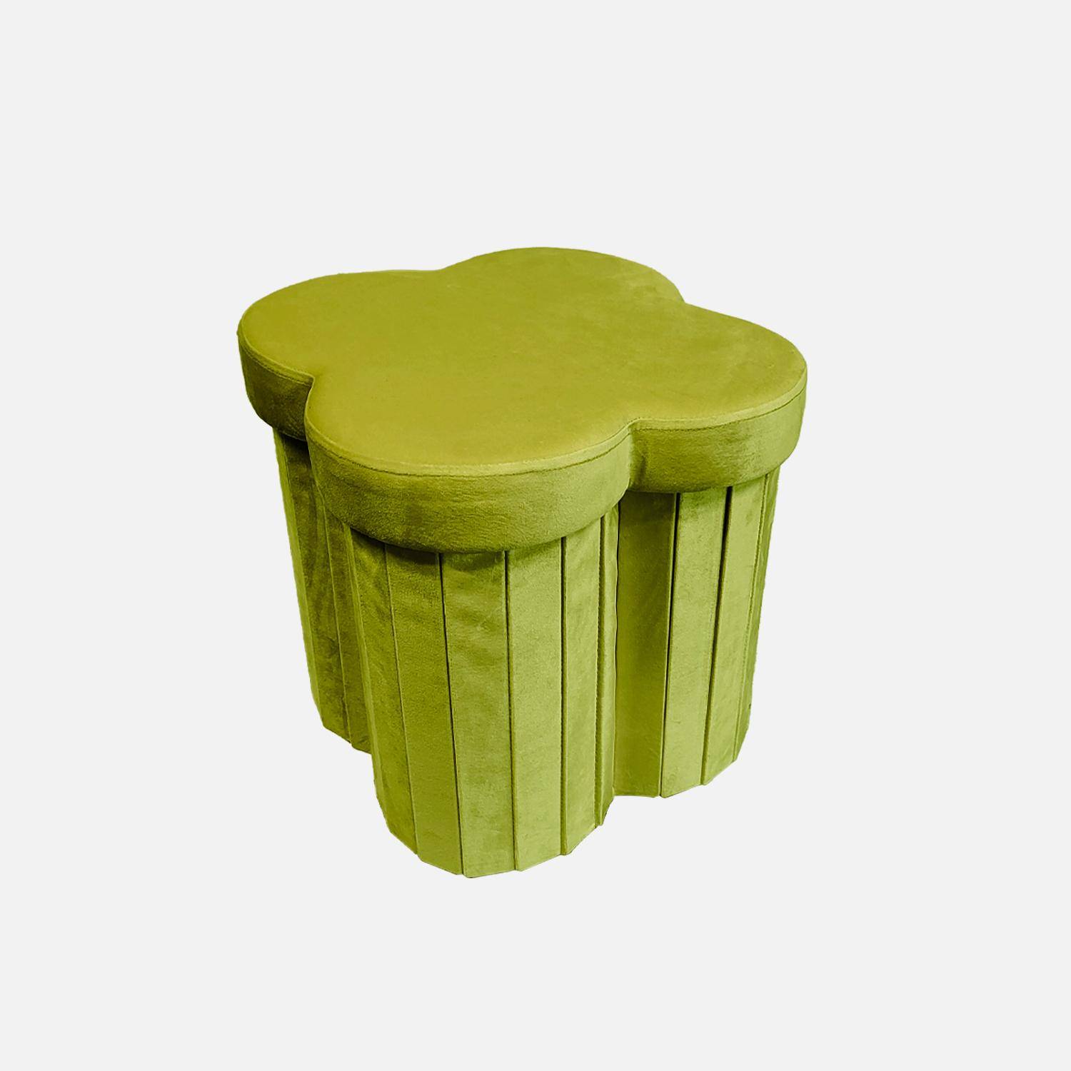Taburete infantil plegable de terciopelo, set de 2, Daphne, Verde, 40x40x40 cm Photo6