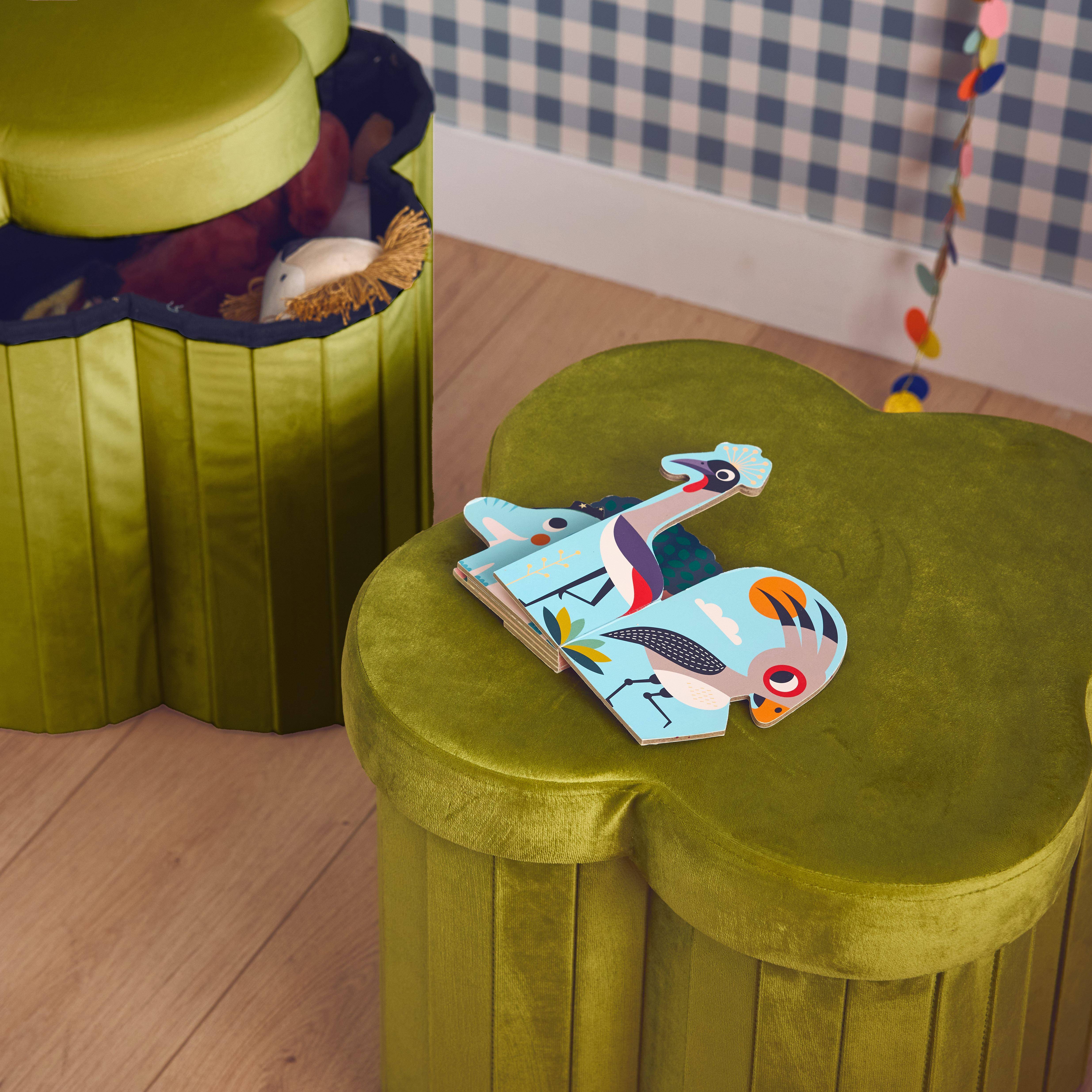 Taburete infantil plegable de terciopelo, set de 2, Daphne, Verde, 40x40x40 cm,sweeek,Photo2