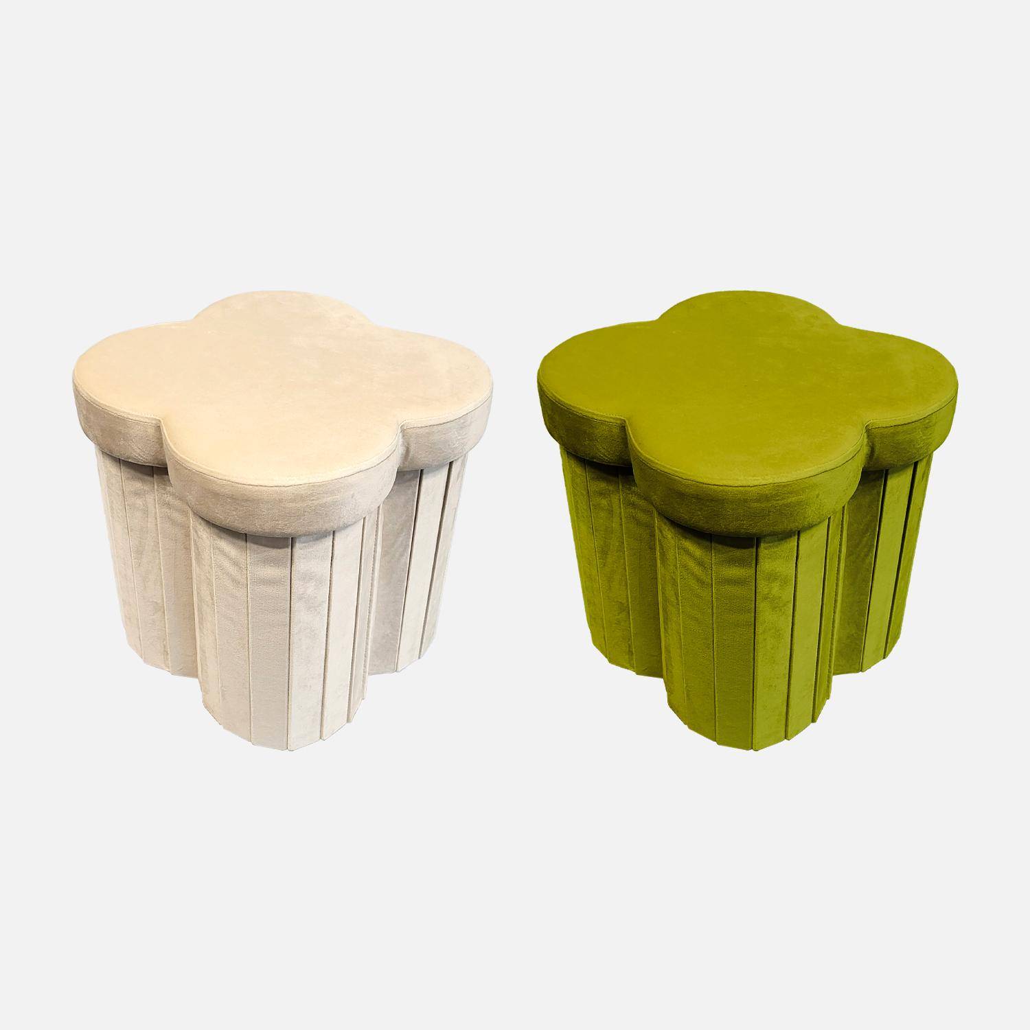 Taburete infantil plegable de terciopelo, set de 2, Daphne, Verde, 40x40x40 cm Photo9