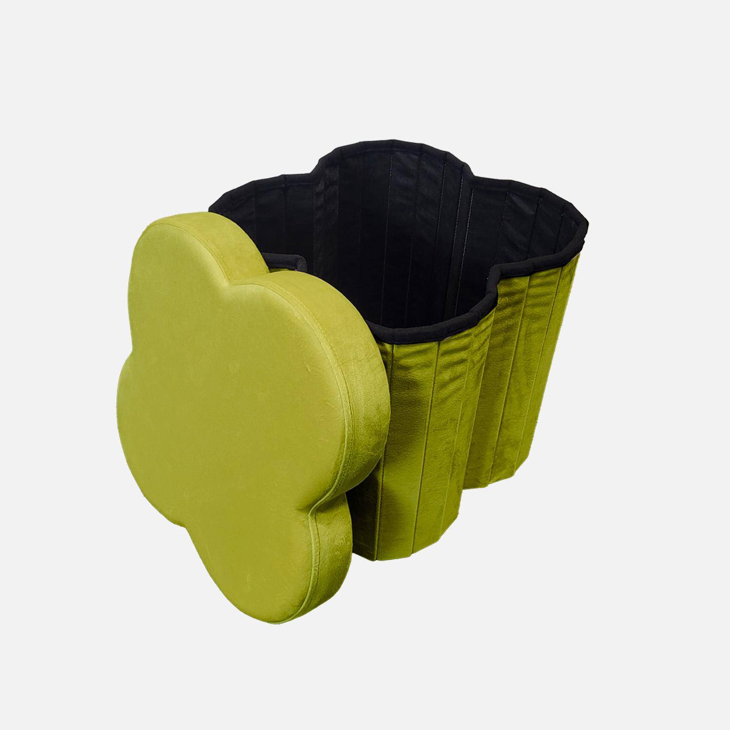 Taburete infantil plegable de terciopelo, set de 2, Daphne, Verde, 40x40x40 cm,sweeek,Photo7