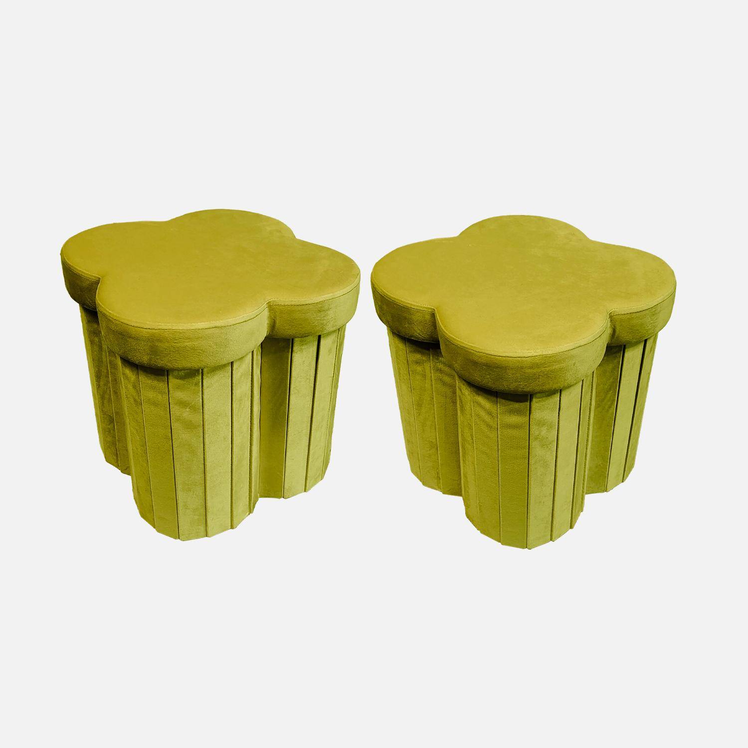 Taburete infantil plegable de terciopelo, set de 2, Daphne, Verde, 40x40x40 cm Photo4