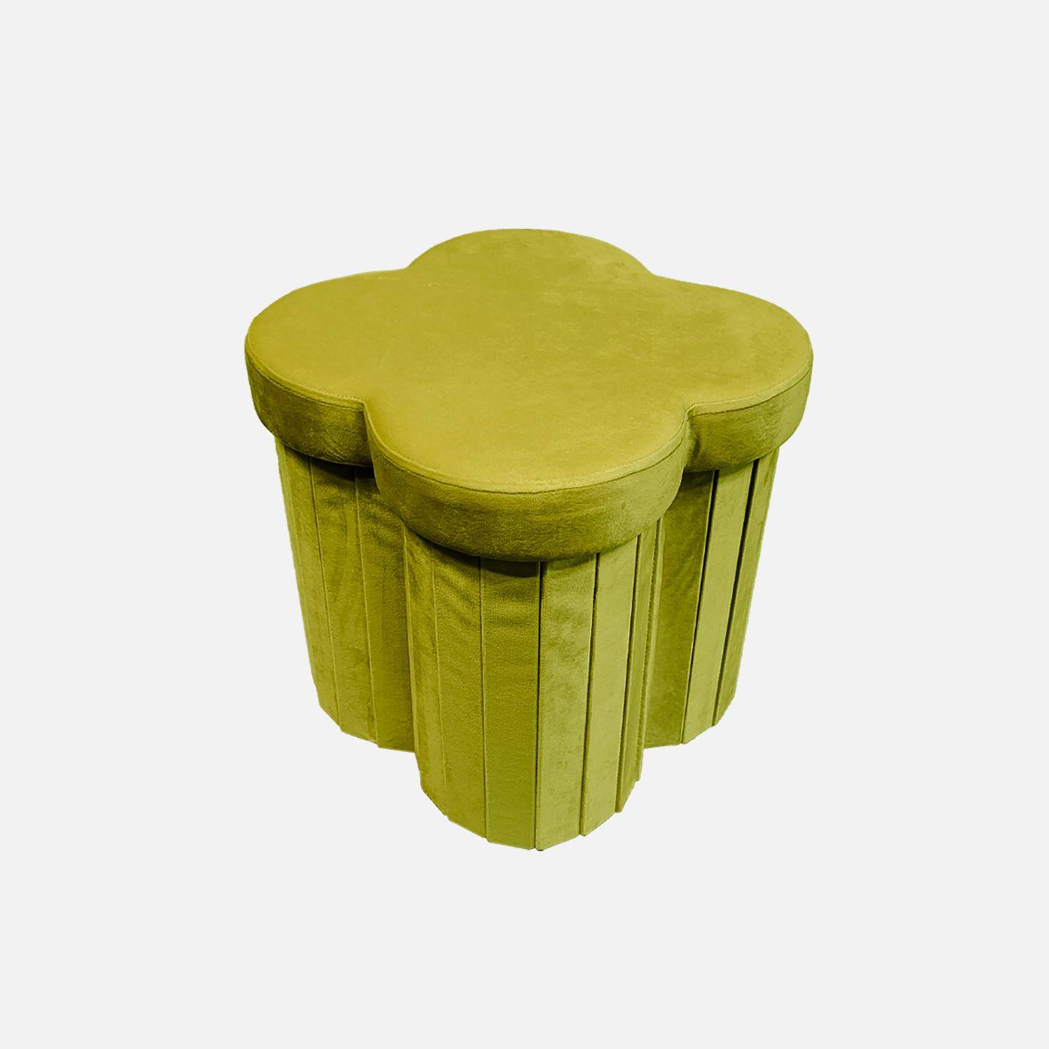 Taburete infantil plegable de terciopelo, set de 2, Daphne, Verde, 40x40x40 cm Photo5