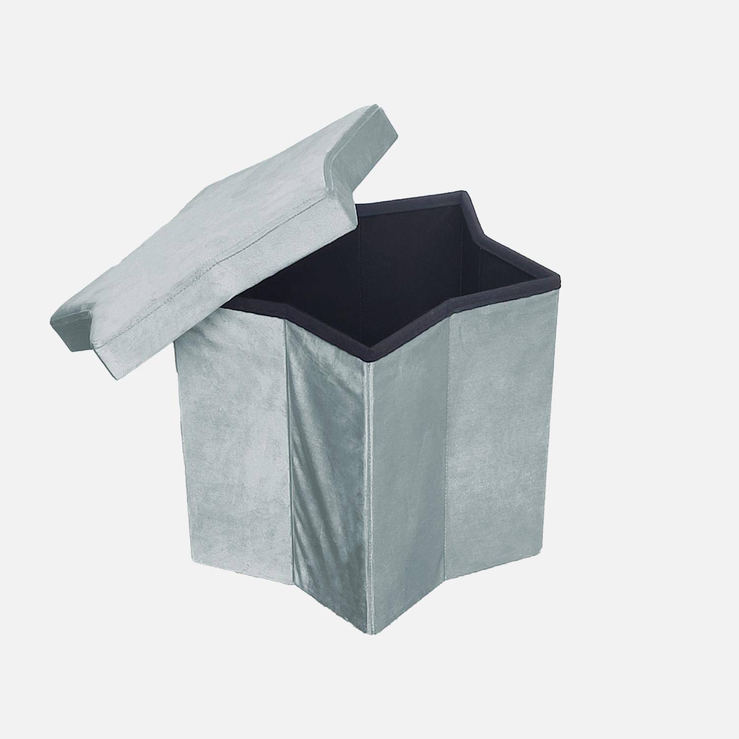 Lot de 2 tabourets pliables pour enfant avec assise en velours gris et en forme d'étoile,sweeek,Photo4