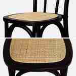 Lot de deux chaises vintage en bois avec assise en rotin et dossier arrondi coloris noir Photo5
