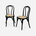 Lot de deux chaises vintage en bois avec assise en rotin et dossier arrondi coloris noir Photo1