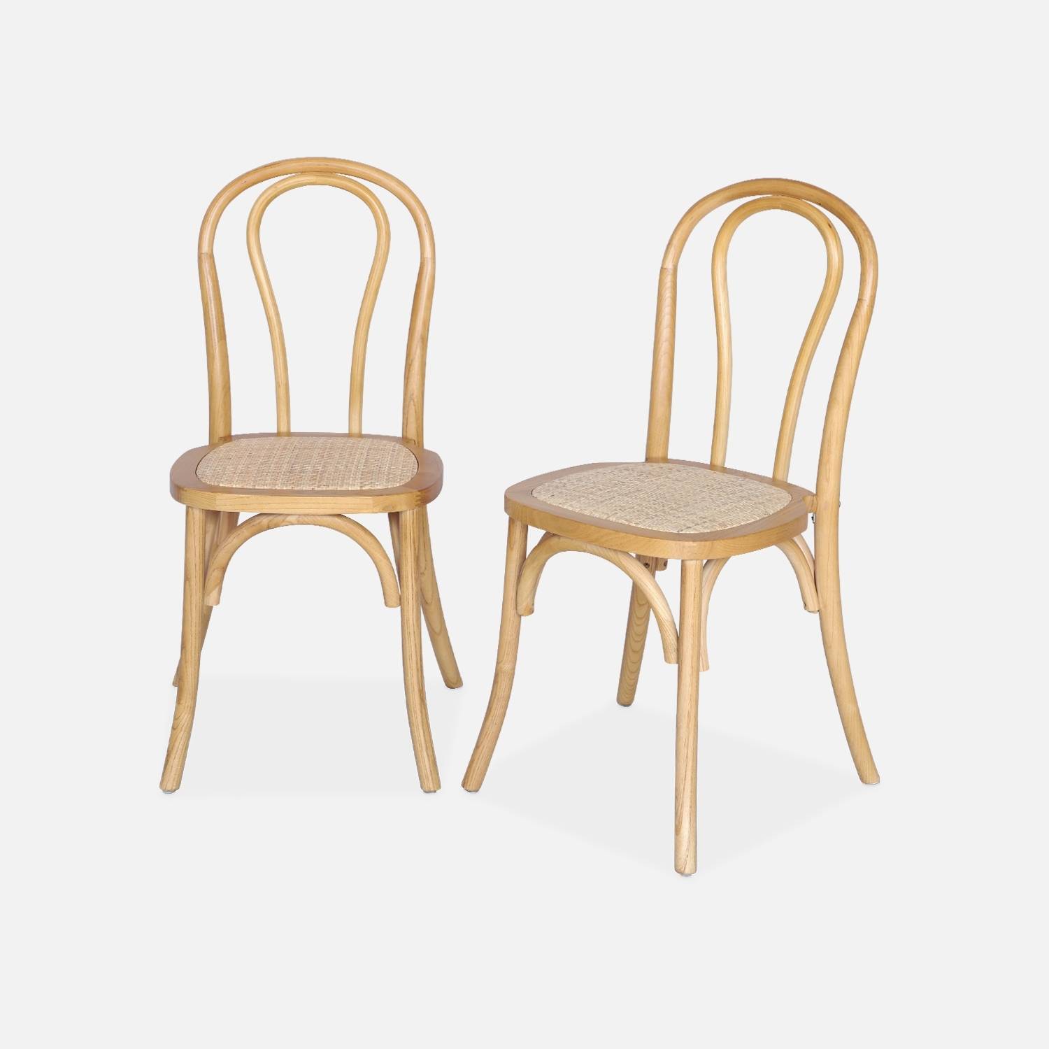 Stoel in rotan en natuurlijk houtkleur (set van 2)