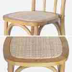 Set van twee vintage houten stoelen met rotan zitvlak en afgeronde rugleuning in natuurlijke houtkleur Photo5