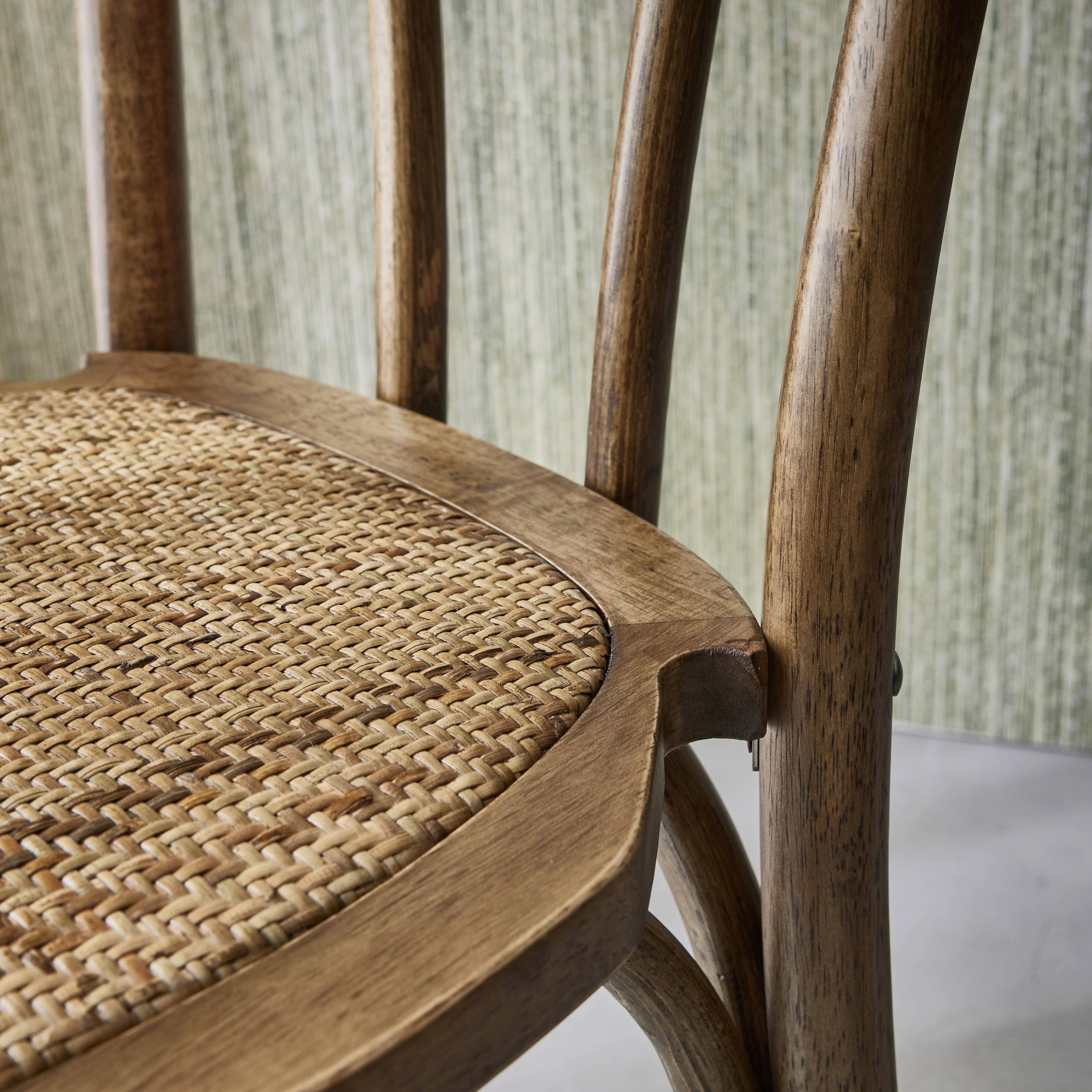 Set di 2 sedie in legno e rattan con schienale arrotondato, Bastille, Marrone, 49.5x48x90 cm Photo7