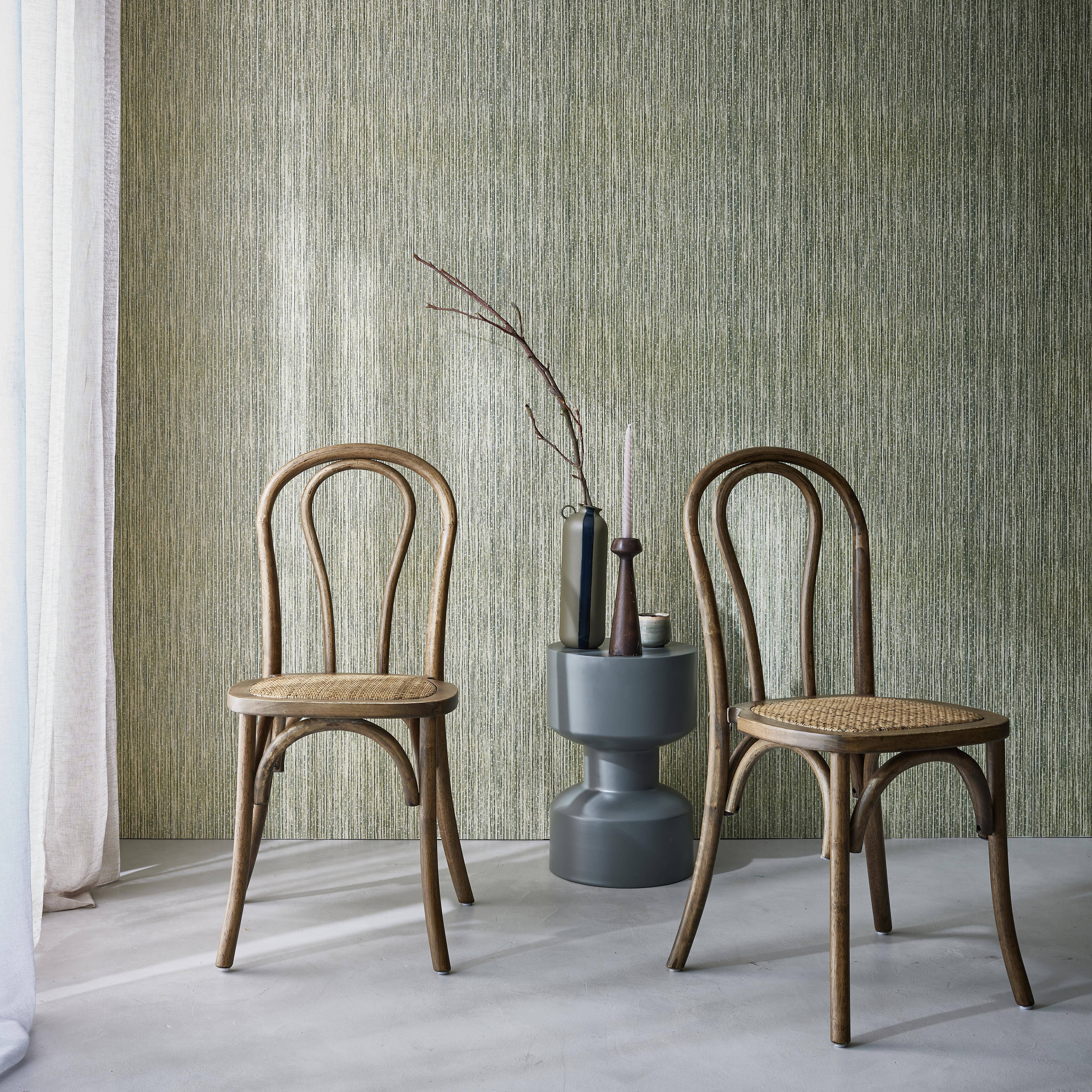 Set di 2 sedie in legno e rattan con schienale arrotondato, Bastille, Marrone, 49.5x48x90 cm Photo2