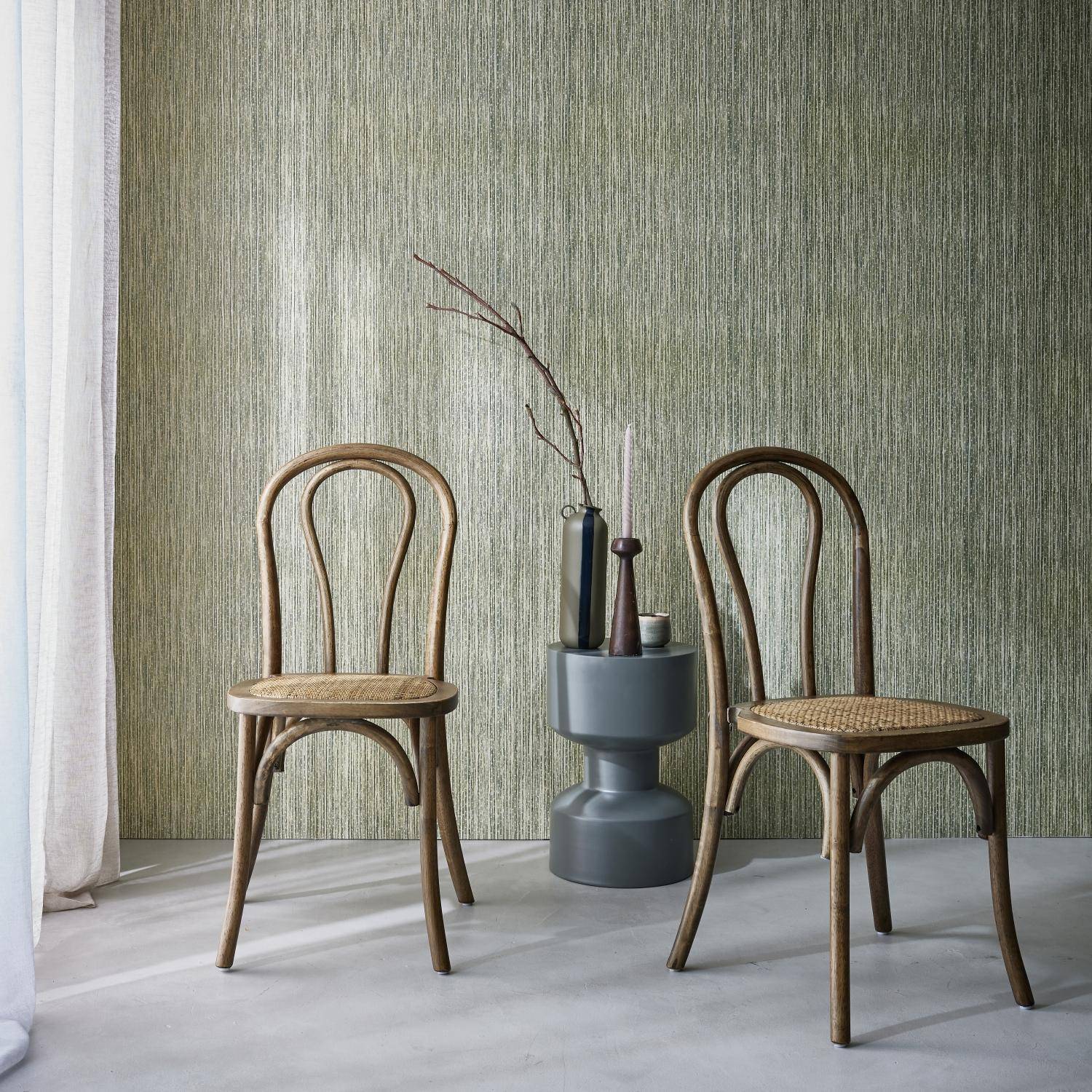 Silla de madera y ratán redondeado, set de 2, Bastille, Marrón, 49.5x48x90 cm Photo1