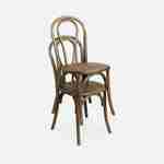 Set di due sedie vintage in legno con seduta in rattan e schienale arrotondato in marrone antico Photo4