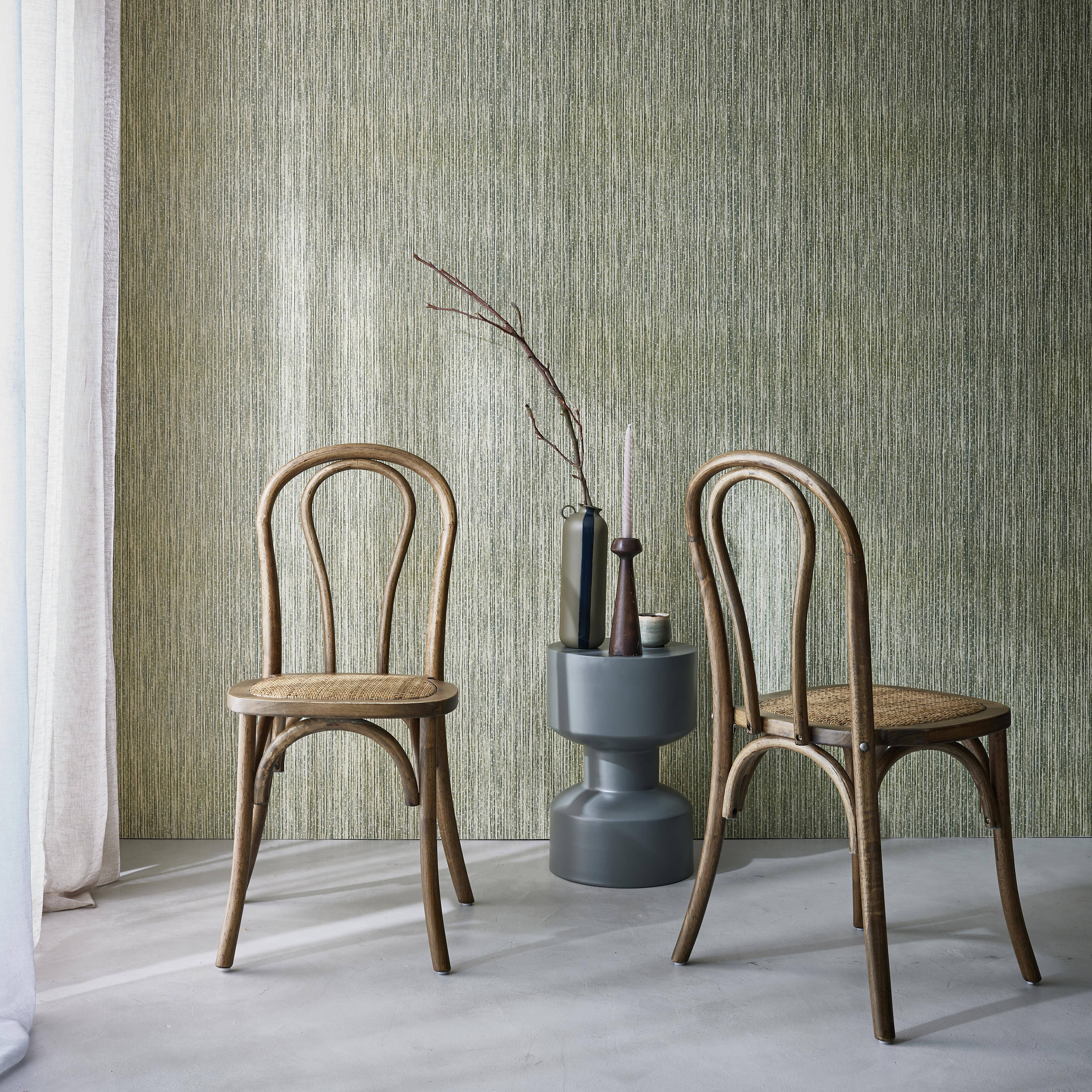Set di 2 sedie in legno e rattan con schienale arrotondato, Bastille, Marrone, 49.5x48x90 cm Photo1