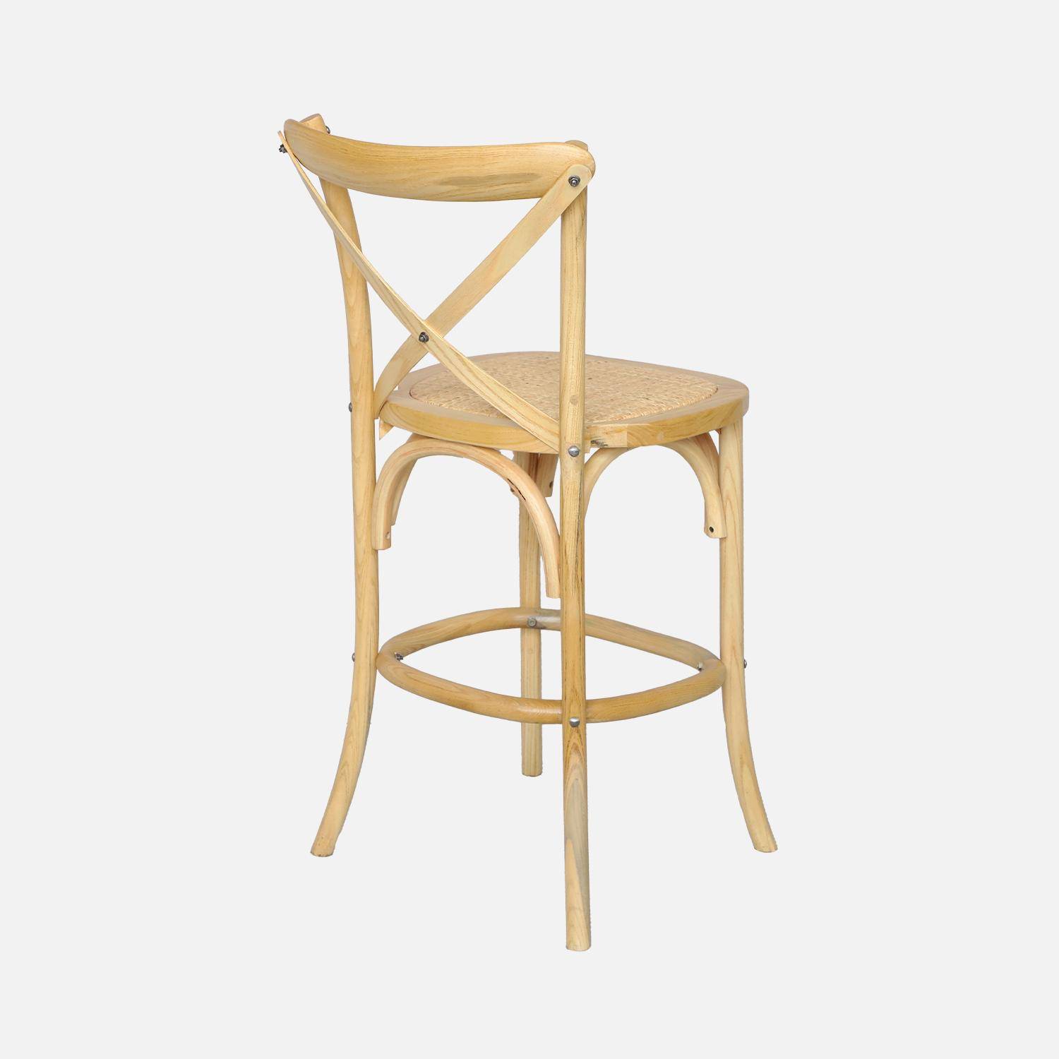 Tabouret de bar bistrot vintage en bois naturel avec repose-pieds  Photo3
