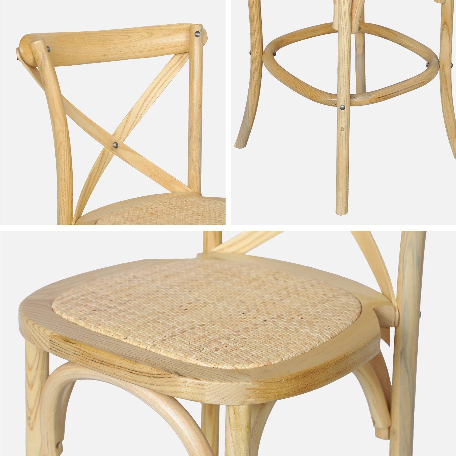 Tabouret de bar bistrot vintage en bois naturel avec repose-pieds  Photo4