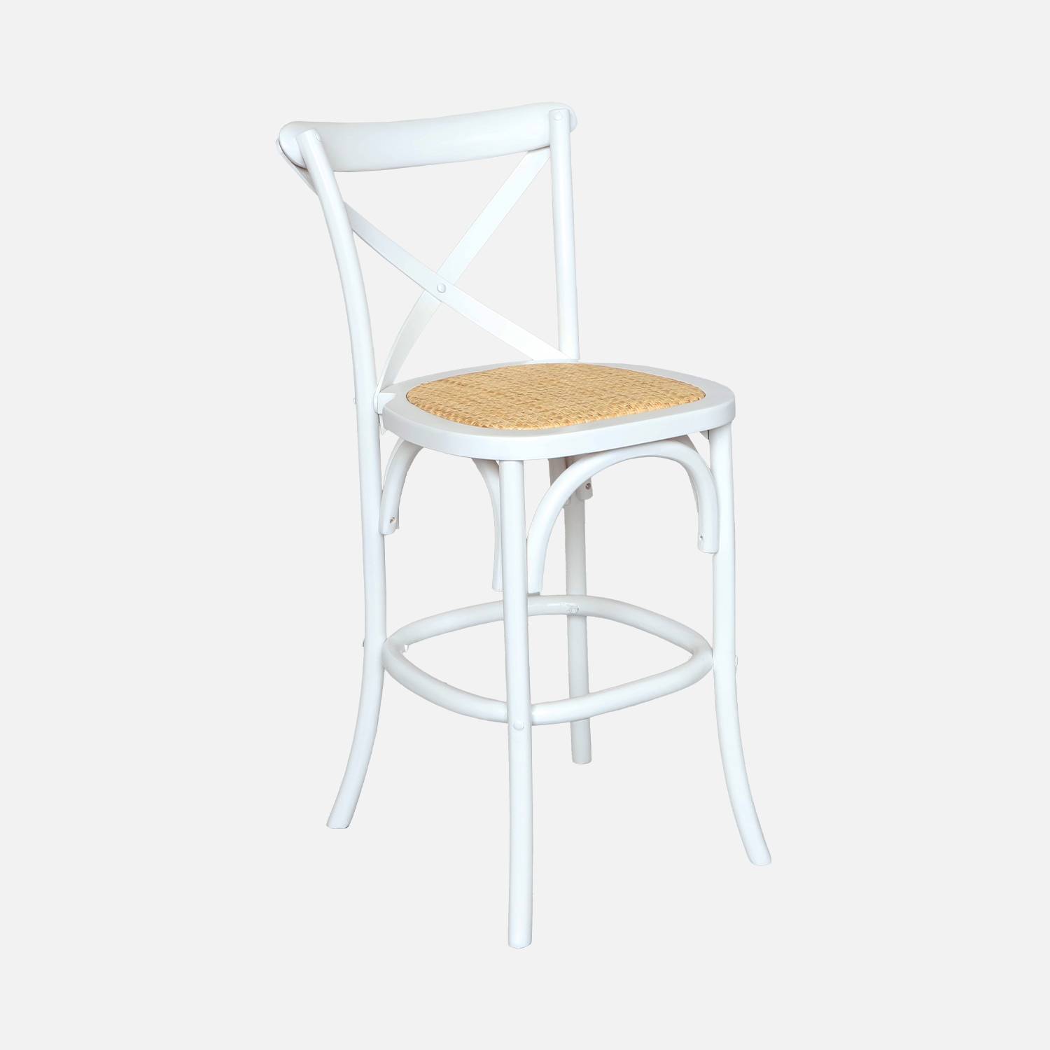 Tabouret de bar bistrot vintage en bois blanc | sweeek